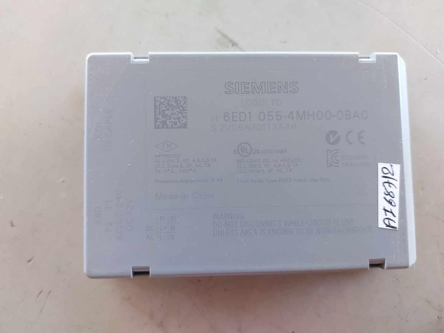 SIEMENS 6ED1 055-4MH00-0BA0 LOGO TD TEXT DISPLAY PANEL