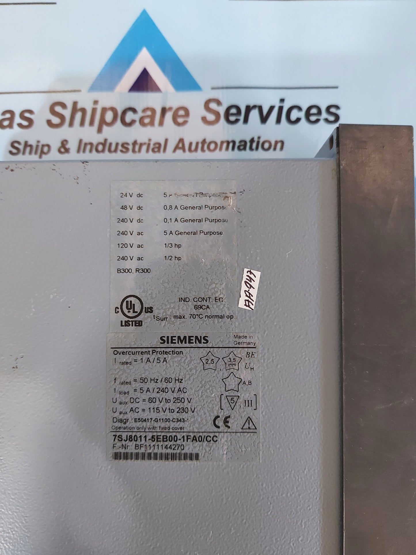 SIEMENS 7SJ8011-5EB00-1FA0/CC OVERCURRENT PROTECTION RELAY