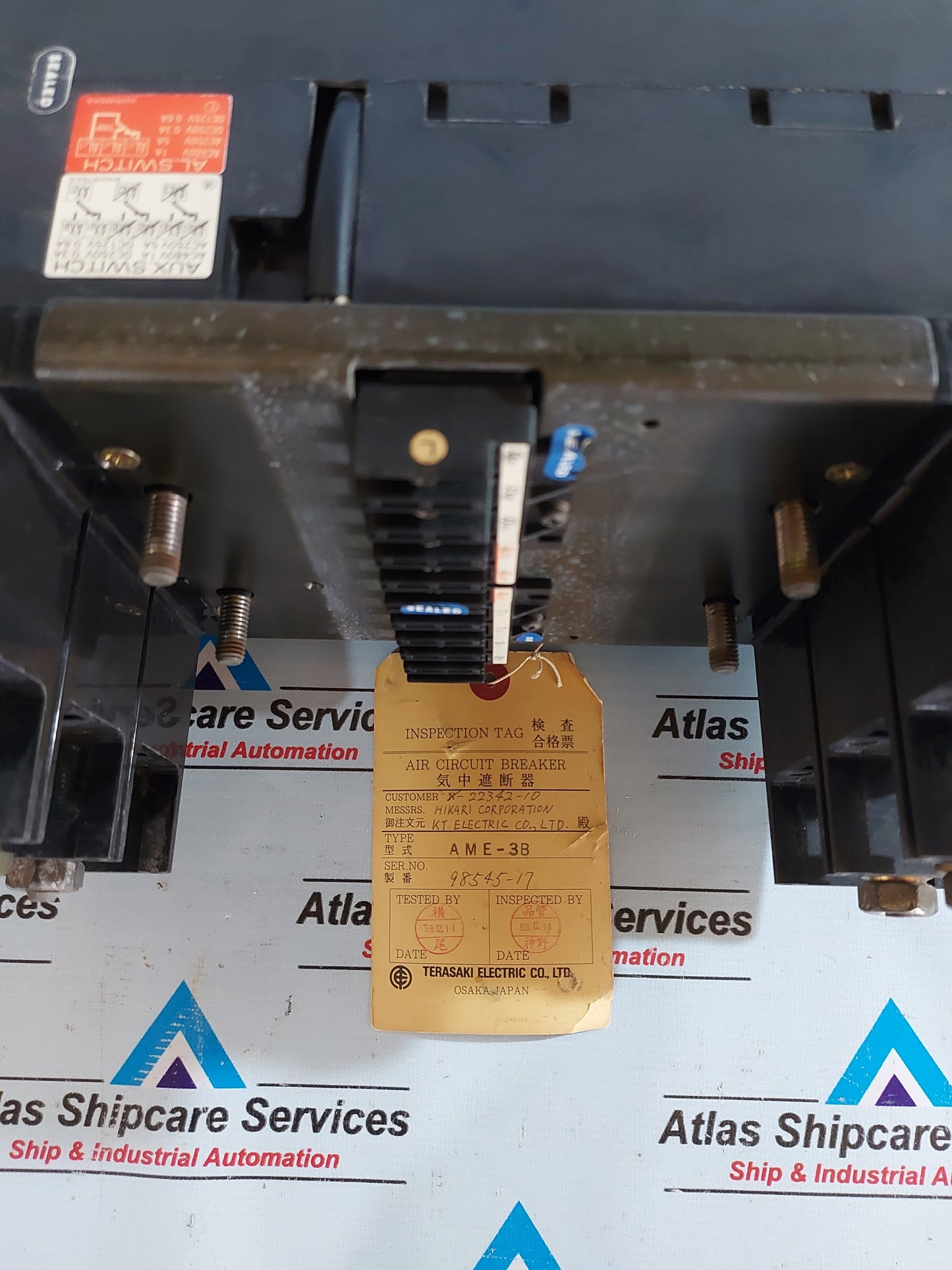 TERASAKI AME3B AIR CIRCUIT BREAKERS IN 192A MOTOR OPERATOR TYPE XMD4M AC200-230V