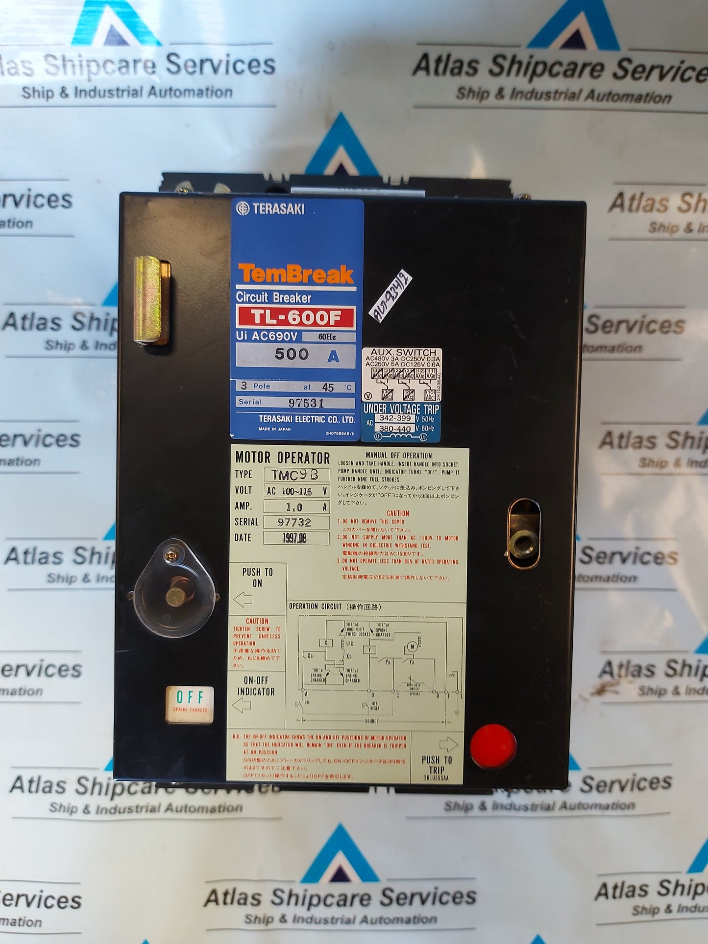 TERASAKI TEMBREAK TL-600F 3 POLE CIRCUIT BREAKER 500A
