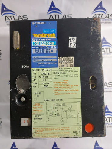 TERASAKI XS1200NE TEMBREAK CIRCUIT BREAKER 400A 3POLE WITH XCU1S MOTOR OPERATOR