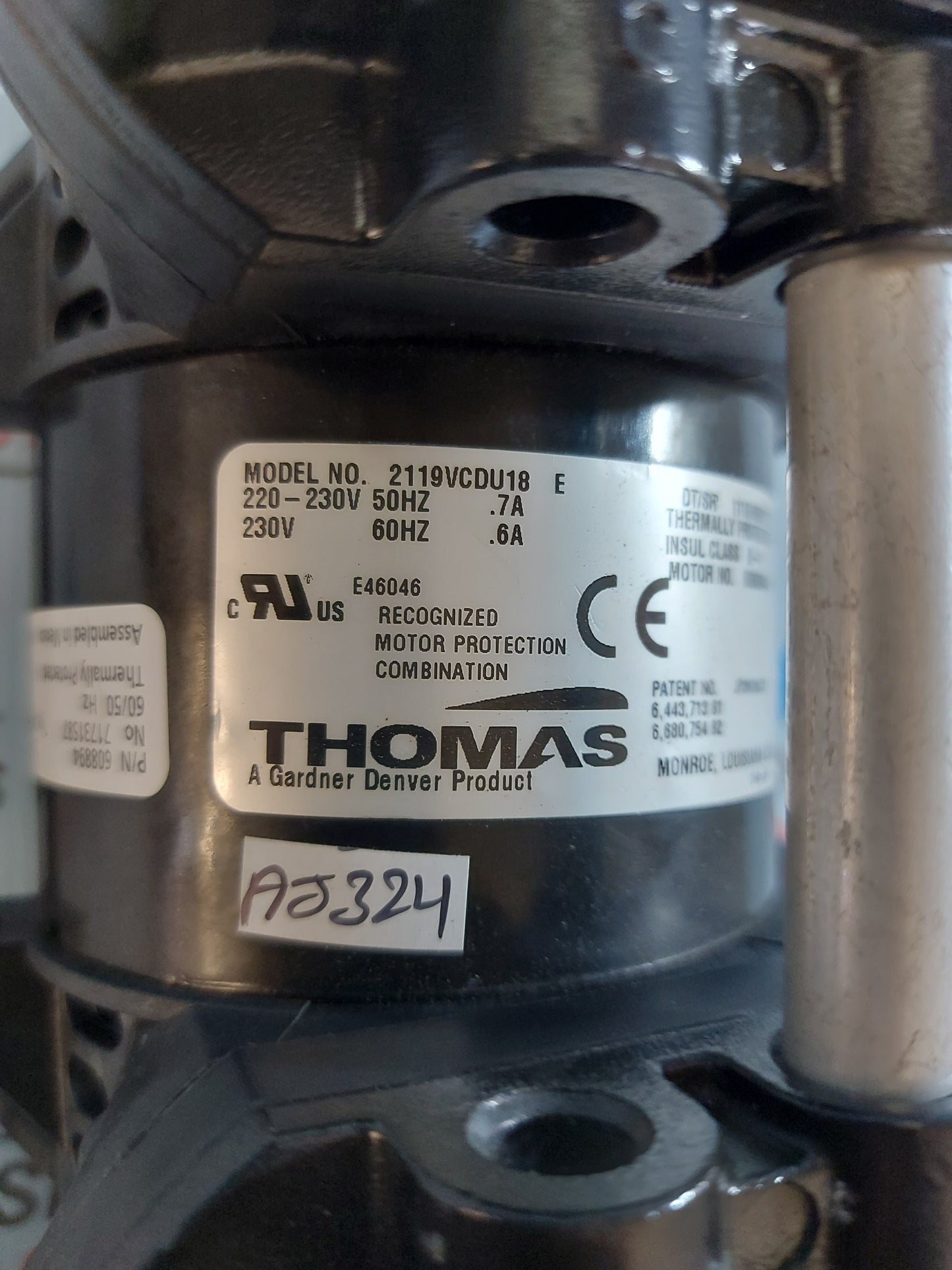 THOMAS 2119VCDU18 E VACUUM PLATE DIAPHRAGM PUMP