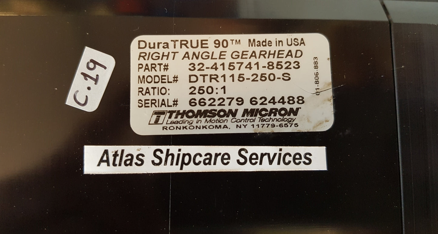THOMSON MICRON DURATRUE 90 RIGHT ANGLE GEARHEAD & BENTAL B-032-052-018-E BRUSHLESS