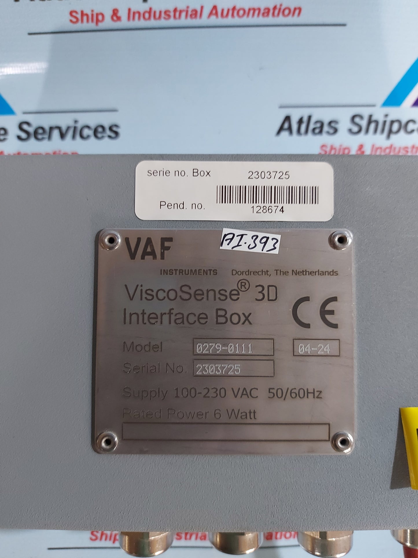 VAF INSTRUMENTS VISCOSENSE 3D 0279-0111 INTERFACE BOX WITH SENSOR
