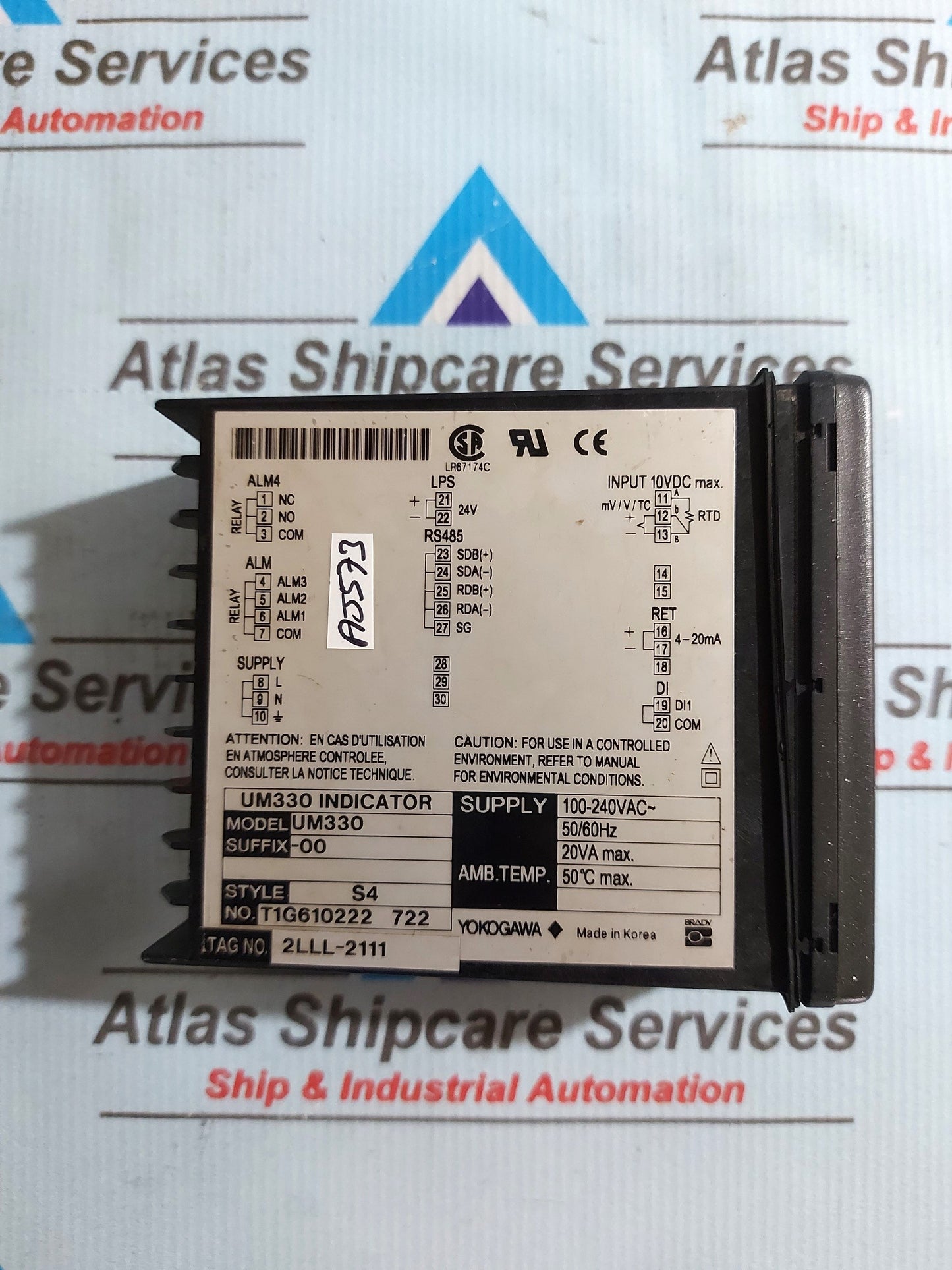 YOKOGAWA UM330-00 S4 DIGITAL TEMPERATURE INDICATOR T1G610222 722