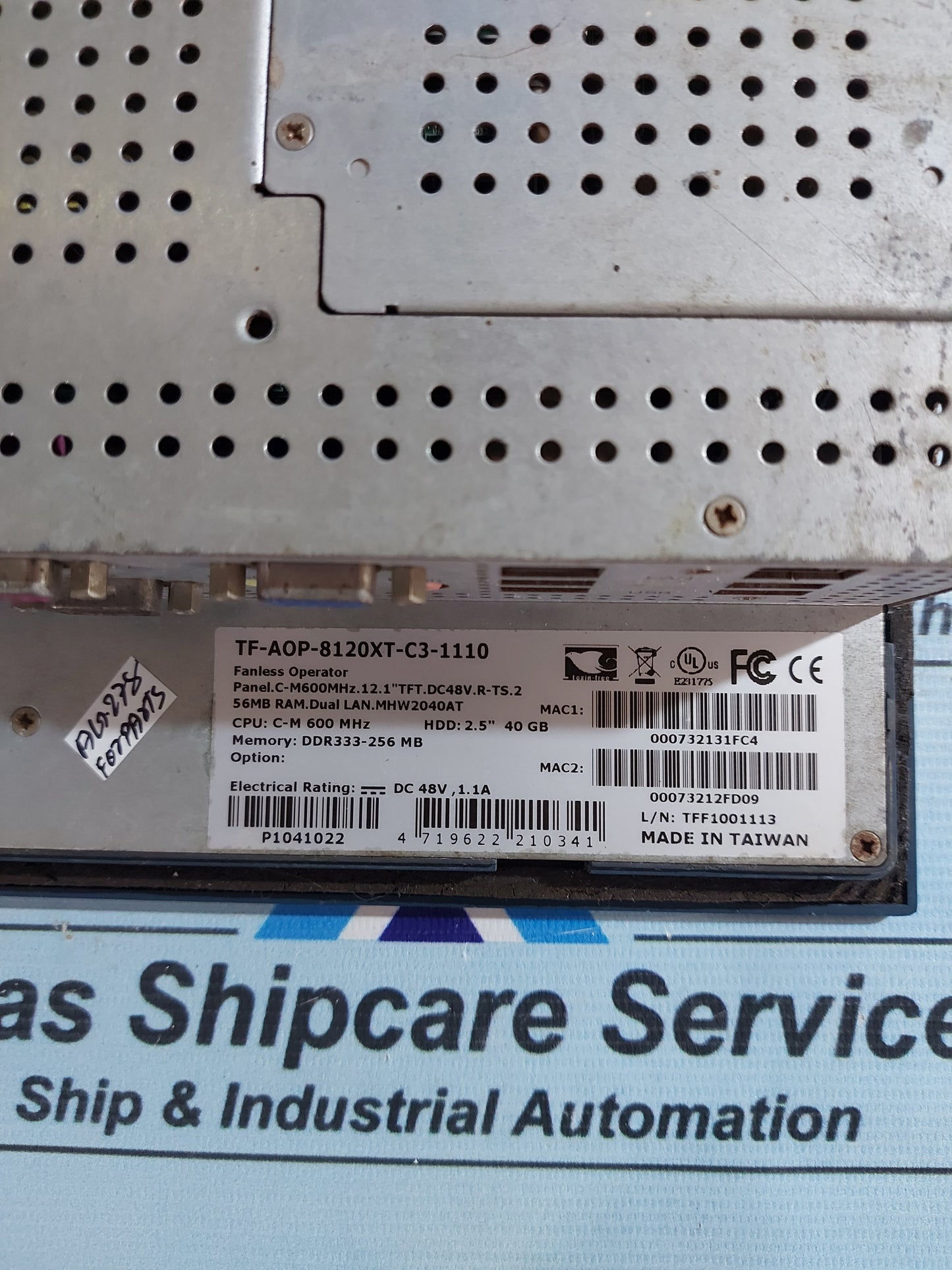 AAEON TF-AOP-8120XT-C3-1110 OPERATOR PANEL PC "TFT.DC48V.R-TS.2" AG278