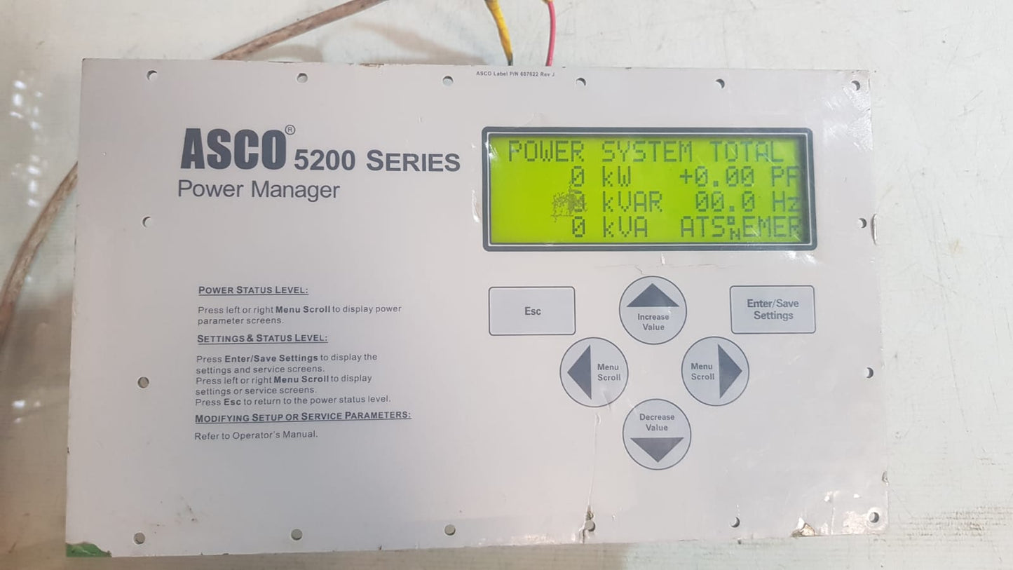 ASCO 607622 REV.J 5200 SERIES POWER MANAGER