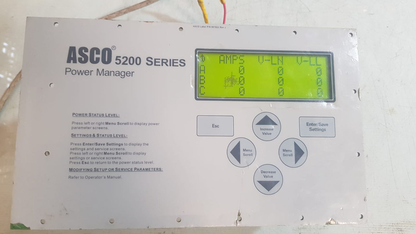 ASCO 607622 REV.J 5200 SERIES POWER MANAGER
