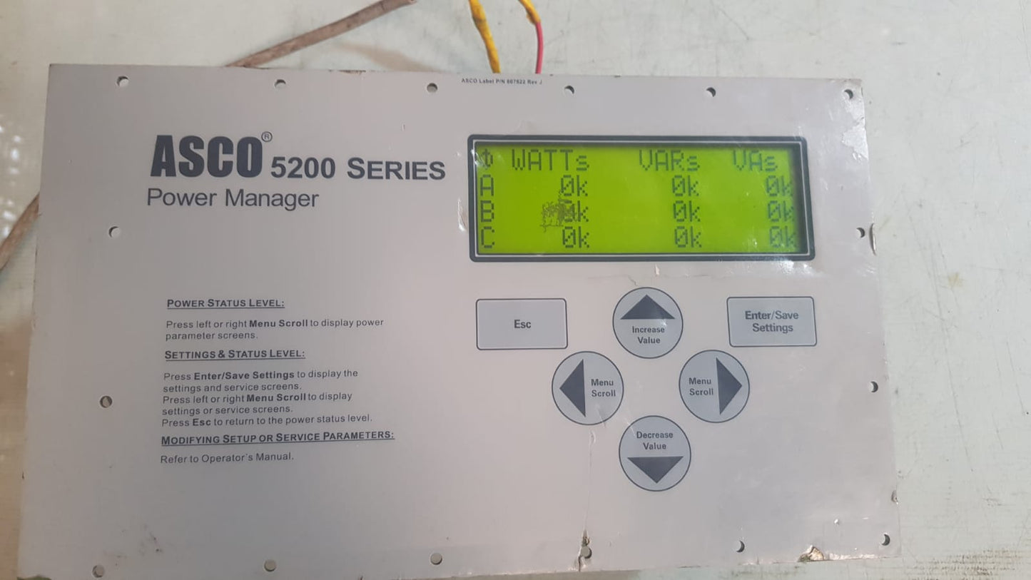 ASCO 607622 REV.J 5200 SERIES POWER MANAGER