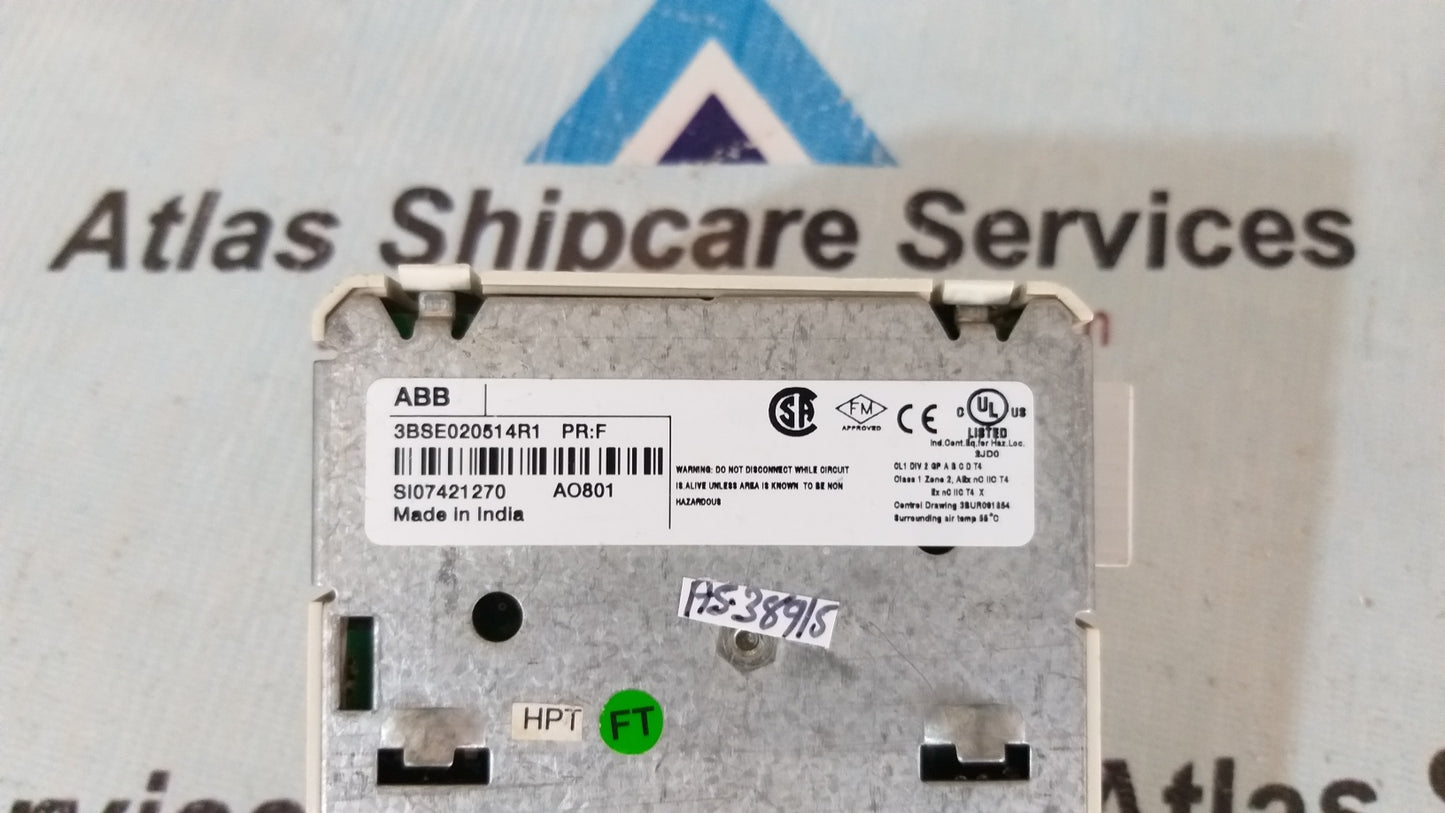 Abb AO801 3BSE020514R1 8-Channel 12-Bit 0(4)..20mA Analog Output Module