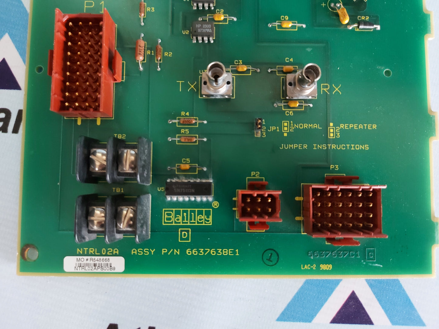BAILEY NTRL02A FIBEROPTIC REMOTE LINK TERMINATION PCB CIRCUIT BOARD