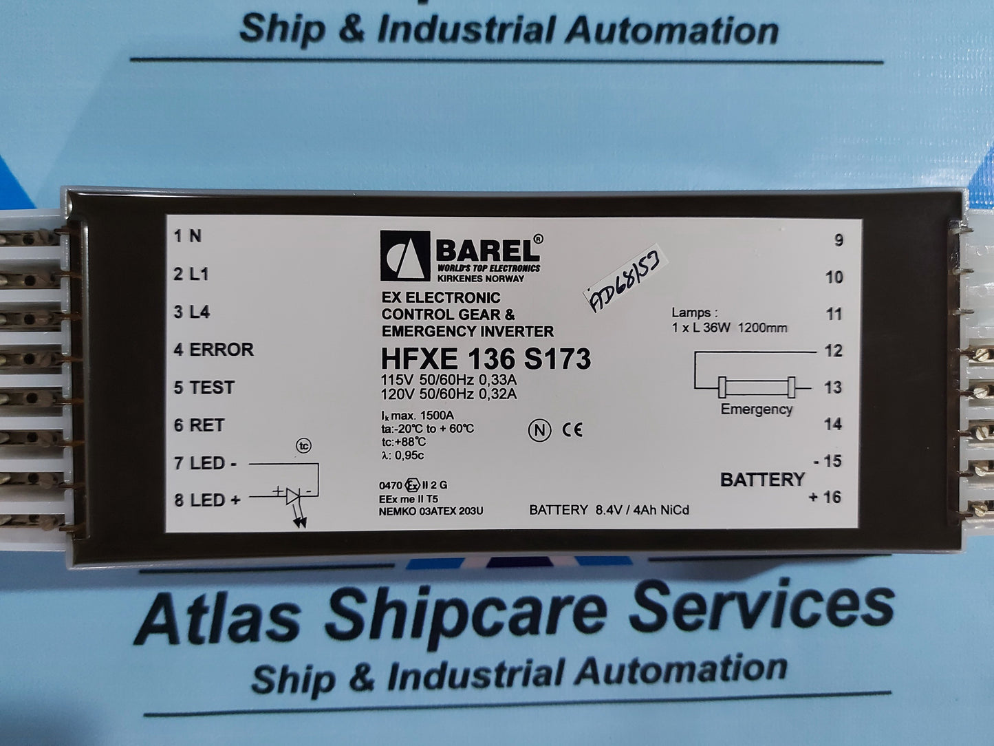 BAREL HFXE 136 S173 EX ELECTRONIC CONTROL GEAR & EMERGENCY INVERTER
