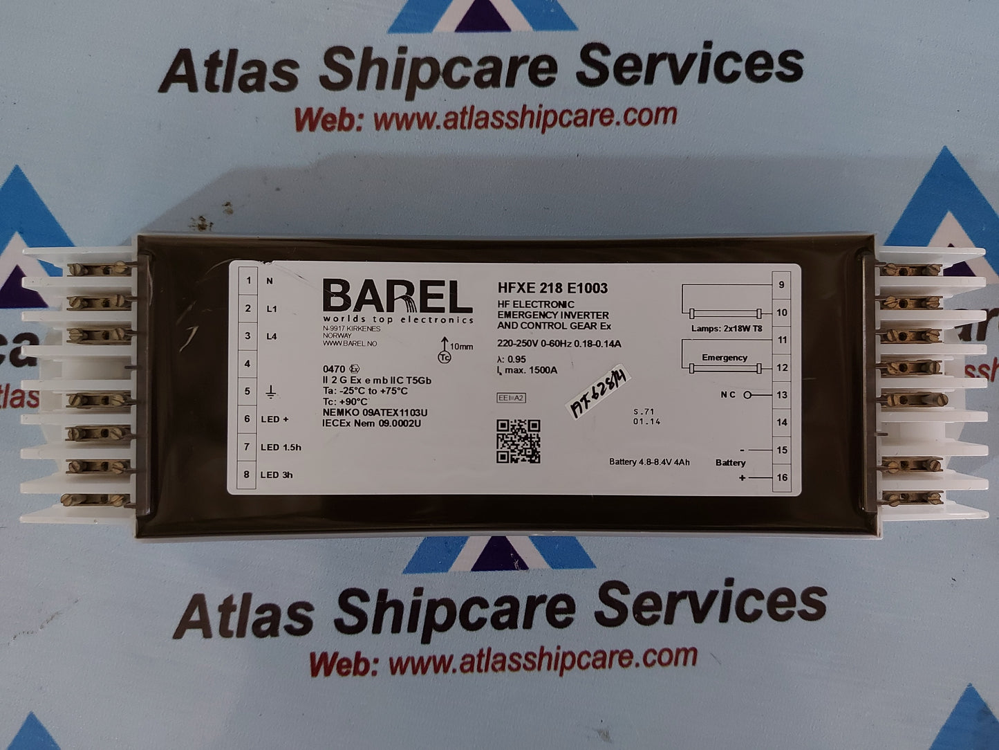 BAREL HFXE 218 E1003 HF ELECTRONIC EMERGENCY INVERTER AND CONTROL GEAR Ex