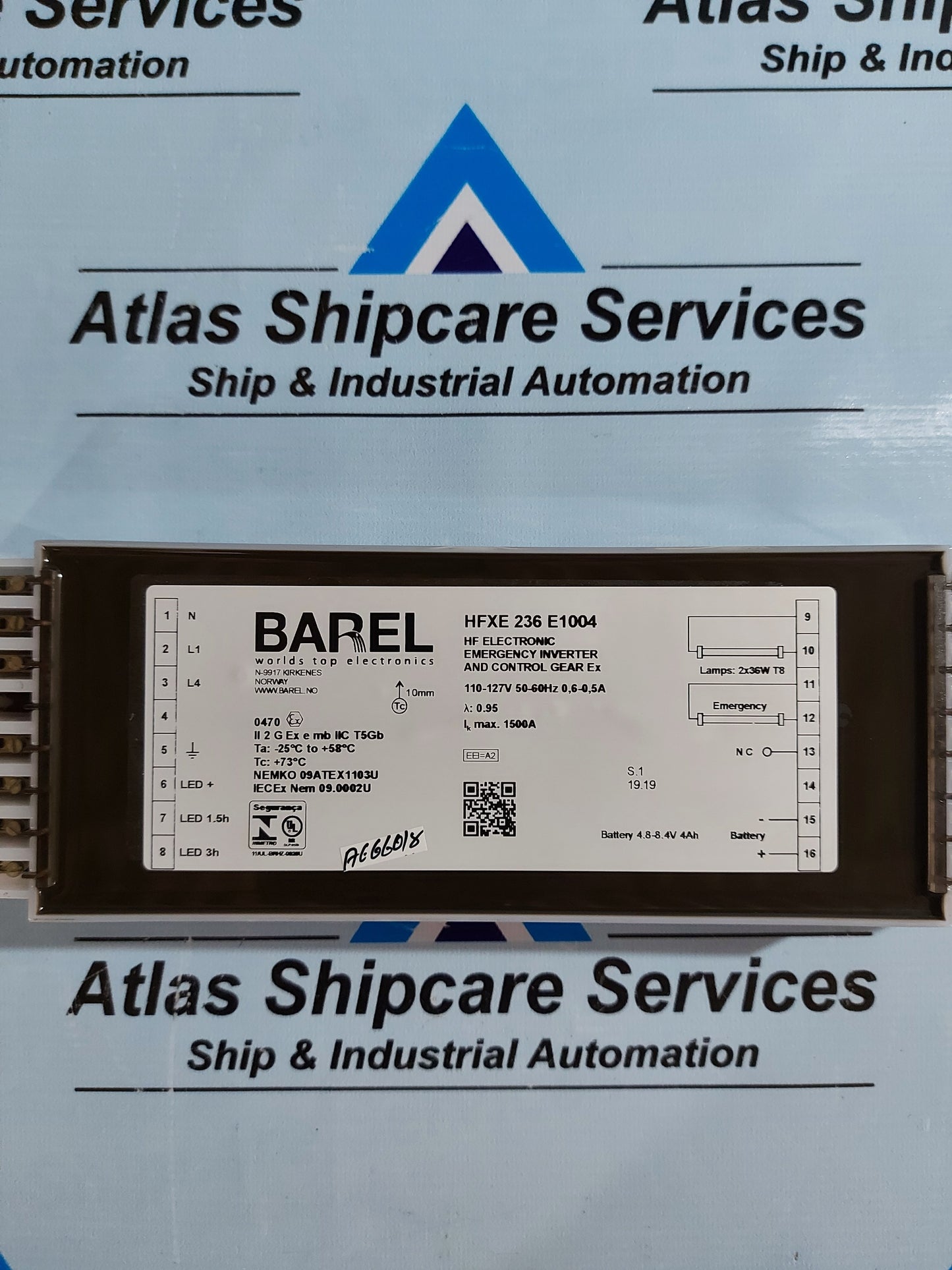 BAREL HFXE 236 E1004 EMERGENCY INVERTER AND CONTROL GEAR Ex