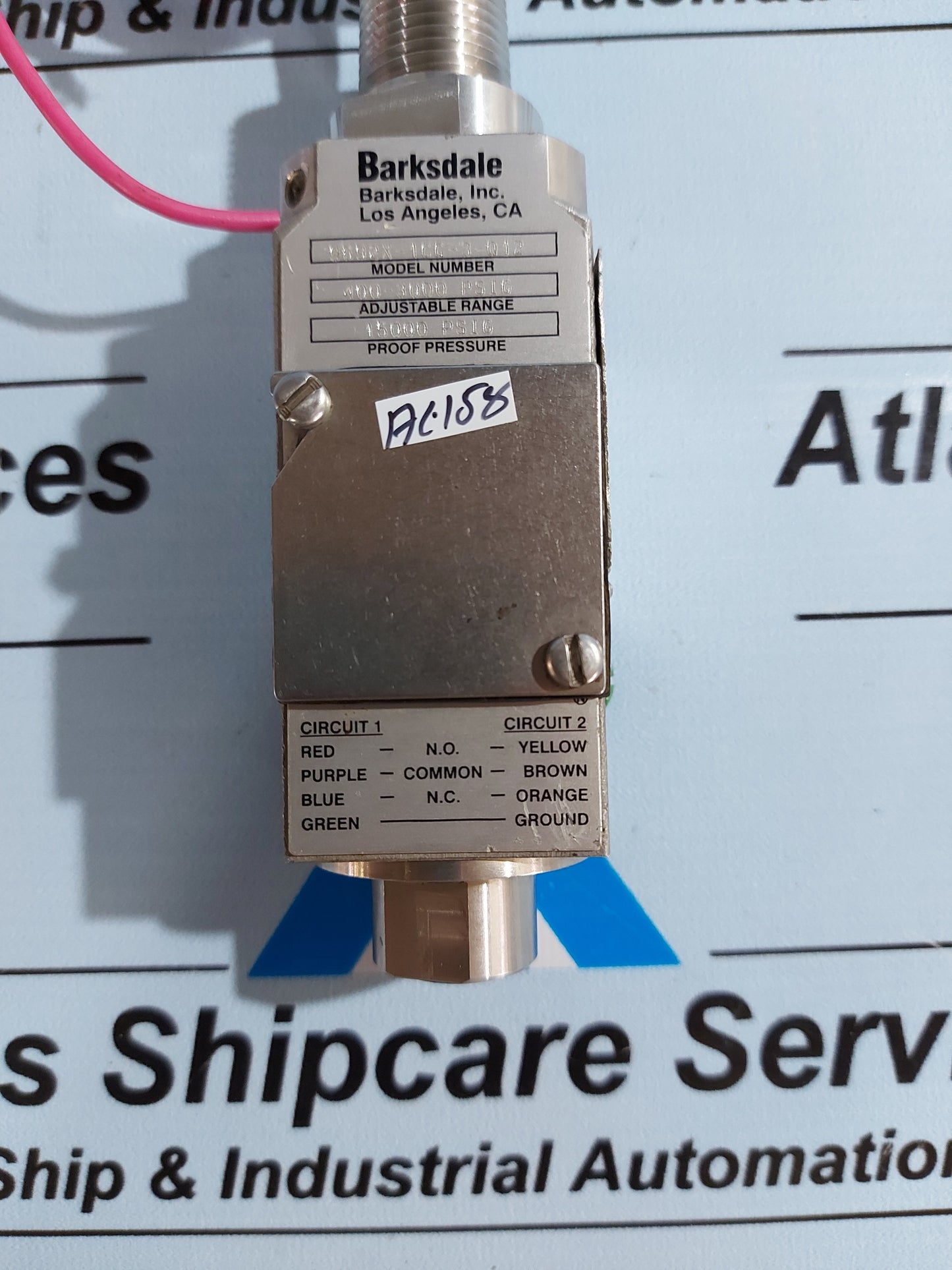 BARKSDALE 9692X-1CC-3-Q12 PRESSURE SWITCH RANGE 400-3000 PSIG