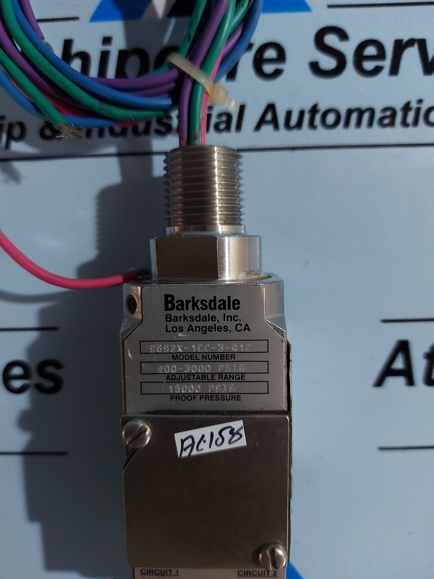 BARKSDALE 9692X-1CC-3-Q12 PRESSURE SWITCH RANGE 400-3000 PSIG