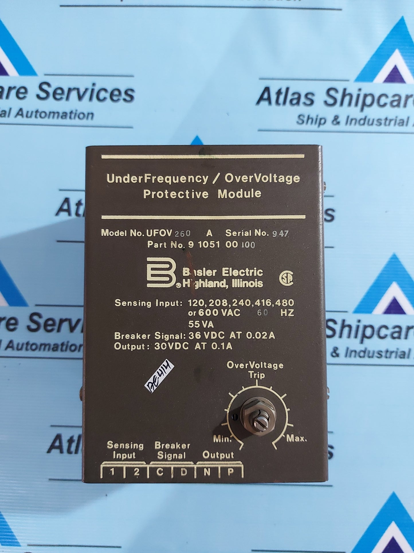 BASLER ELECTRIC UFOV 260A UNDER FREQUENCY/OVER VOLTAGE PROTECTIVE MODULE