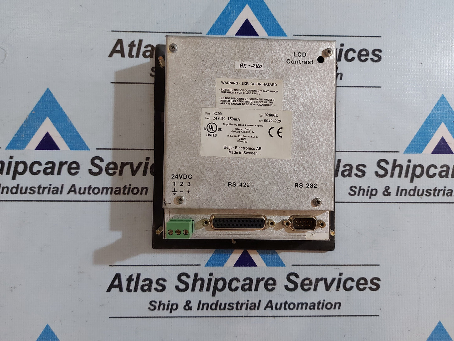 BEIJER ELECTRONICS E200 OPERATOR INTERFACE CONTROLLER 02800E