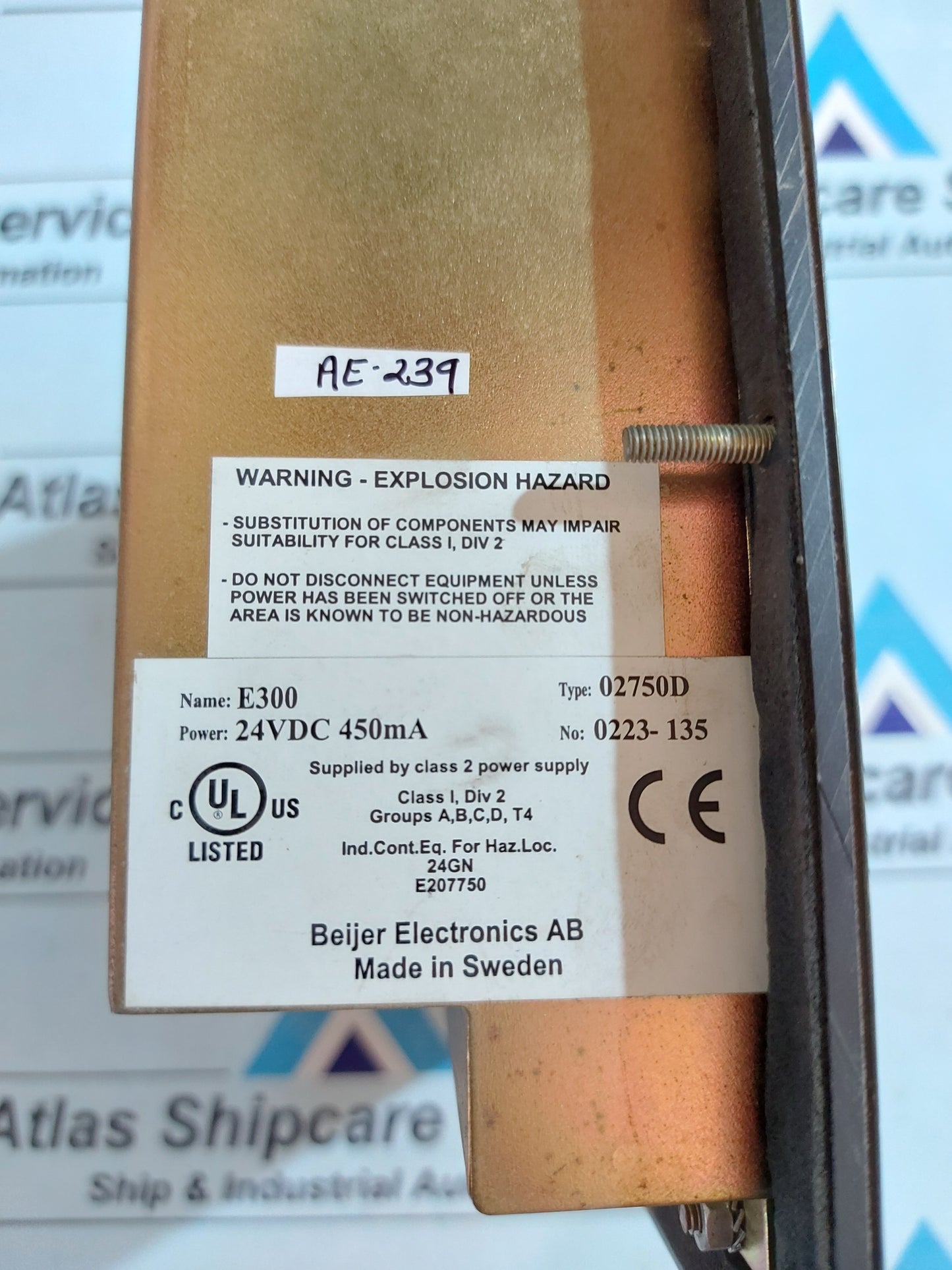 BEIJER ELECTRONICS E300 OPERATOR INTERFACE CONTROLLER 02750D