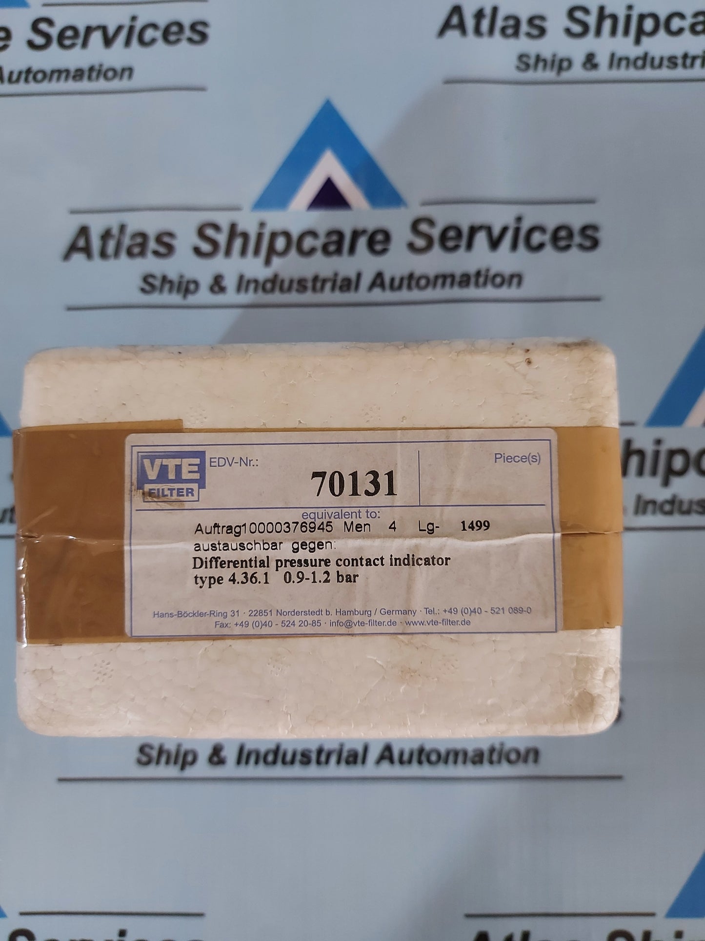 BOLL & KIRCH 4.36.1 DIFFERENTIAL PRESSURE INDICATOR 0.9-1.2 BAR