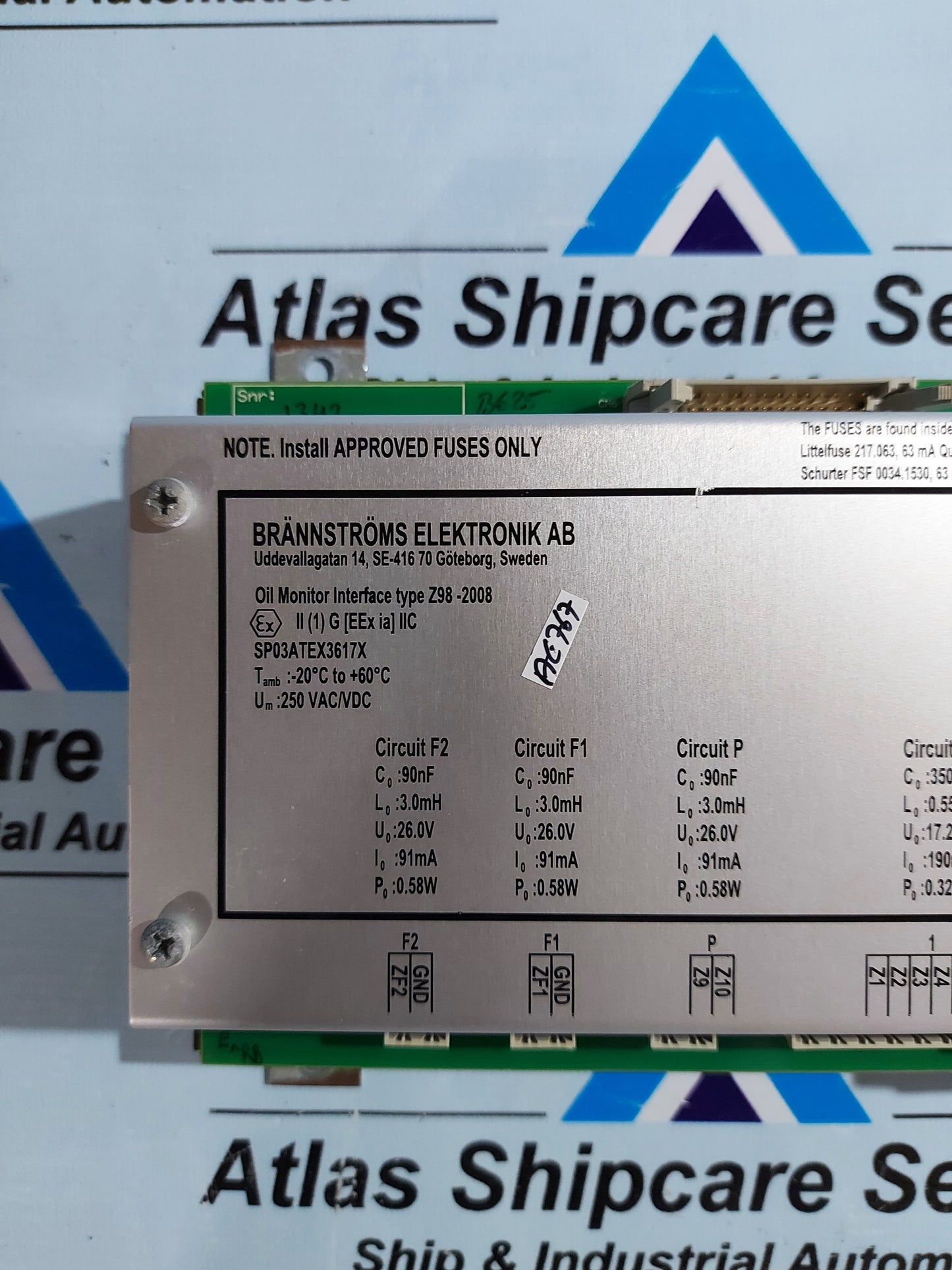 BRANNSTROMS OIL MONITOR INTERFACE TYPE X98-2008