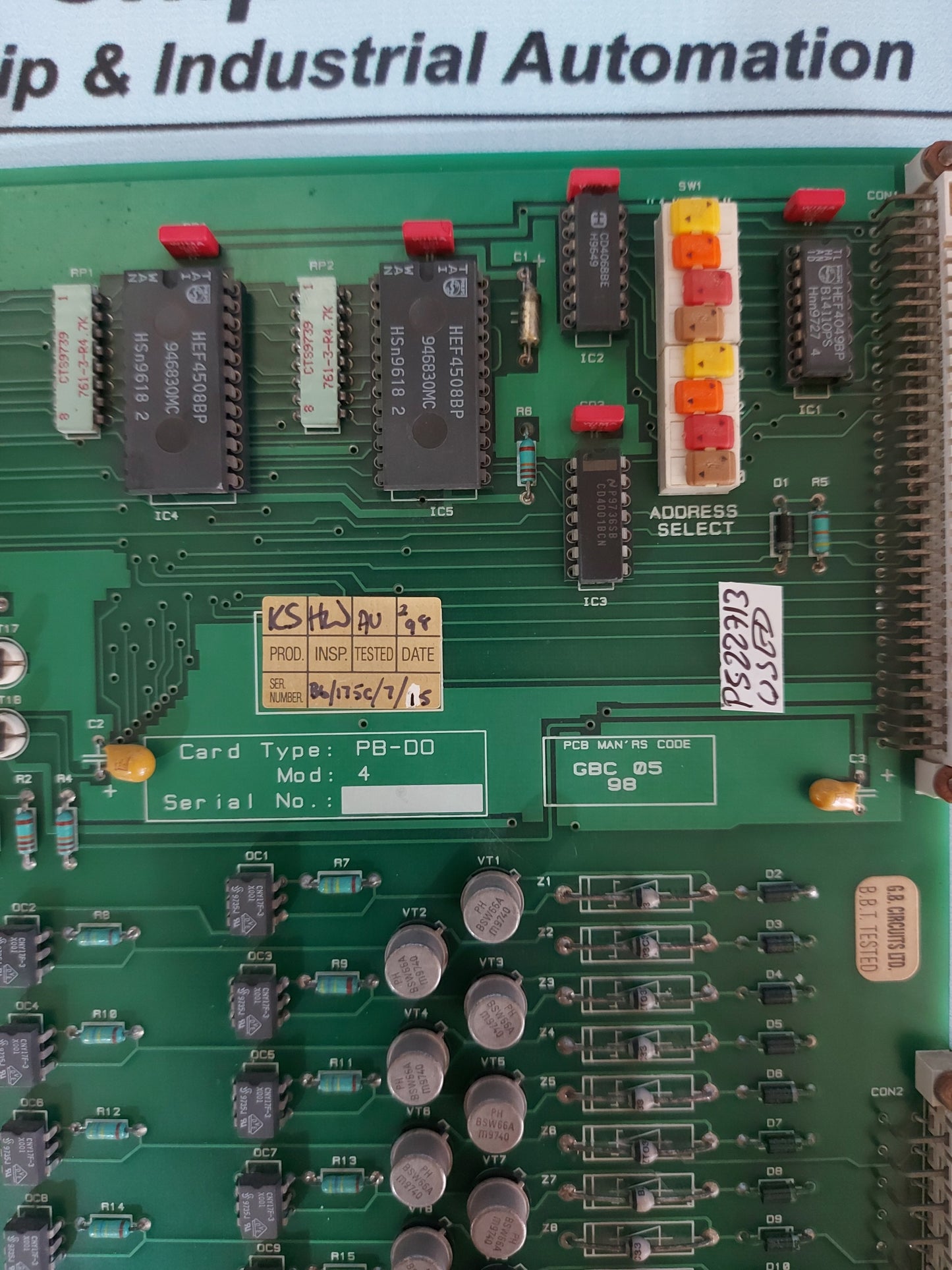 BRUSH ELECTRICAL PC9621137 ASS9621138 CCT9621139 CARD TYPE : PB-DO