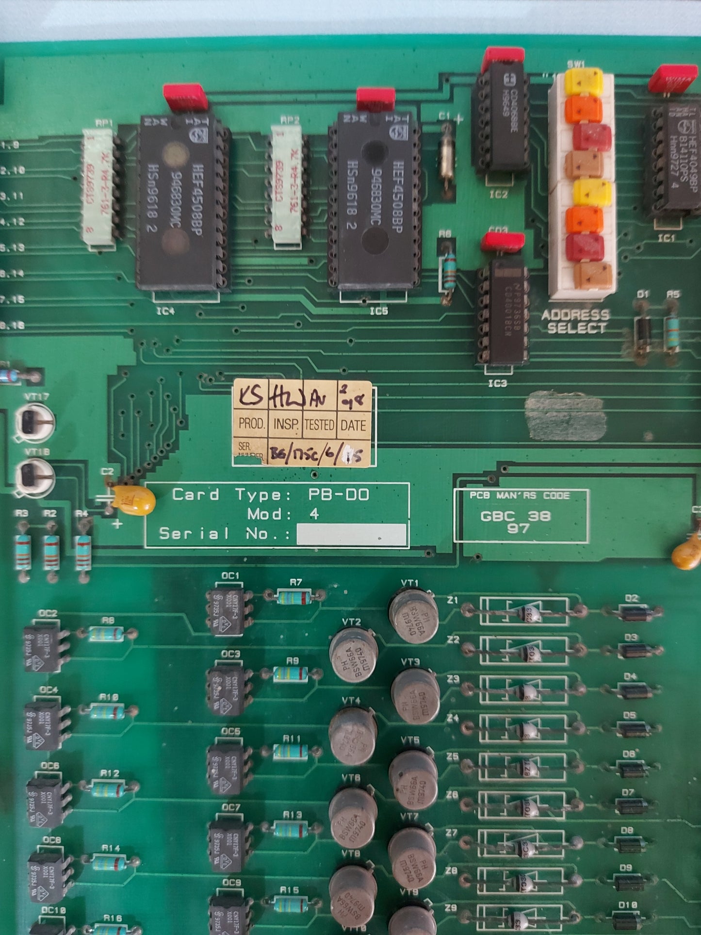 BRUSH ELECTRICAL PC9621137 ASS9621138 CCT9621139 CARD TYPE : PB-DO