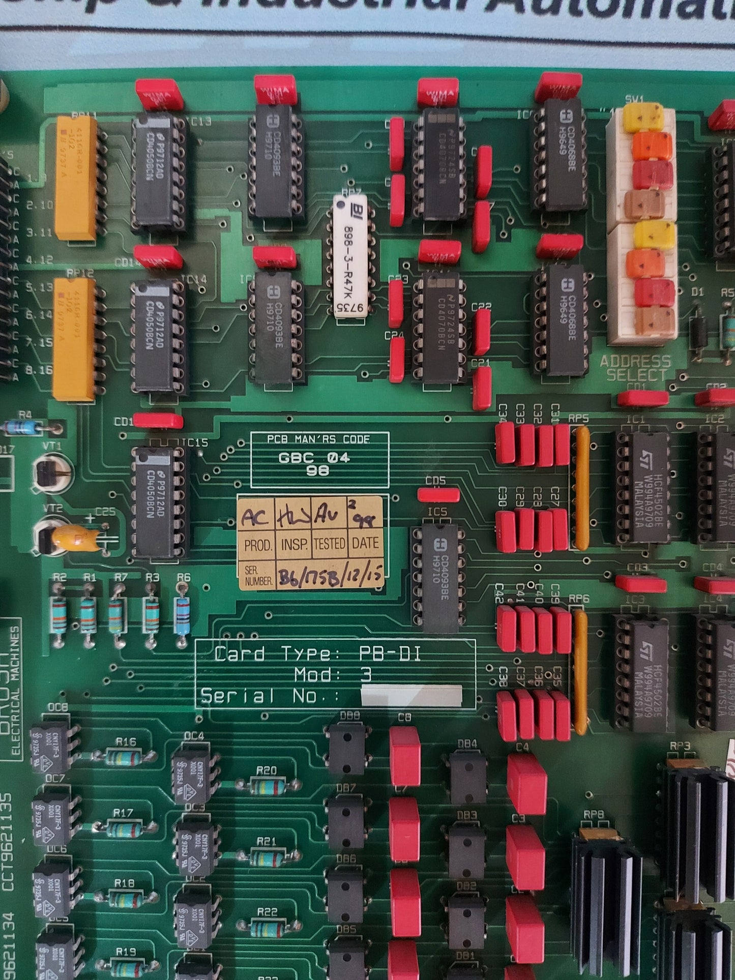 BRUSH PC9621133 ASS9621134 CCT9621135 CARD TYPE PB-DI MOD-3