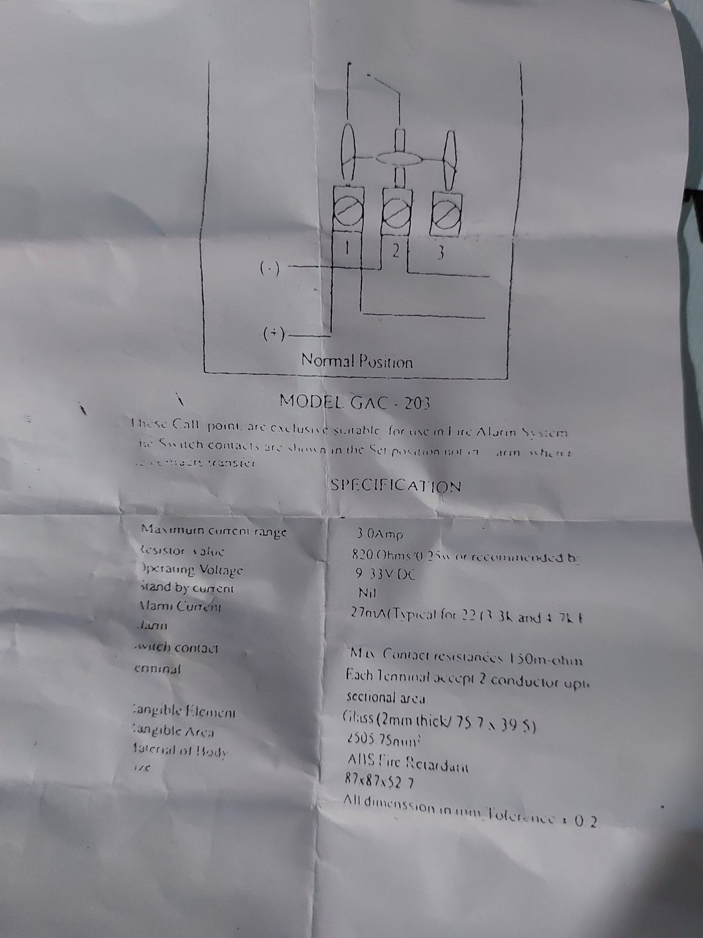 DE GAC-203 MANUAL CALL POINT