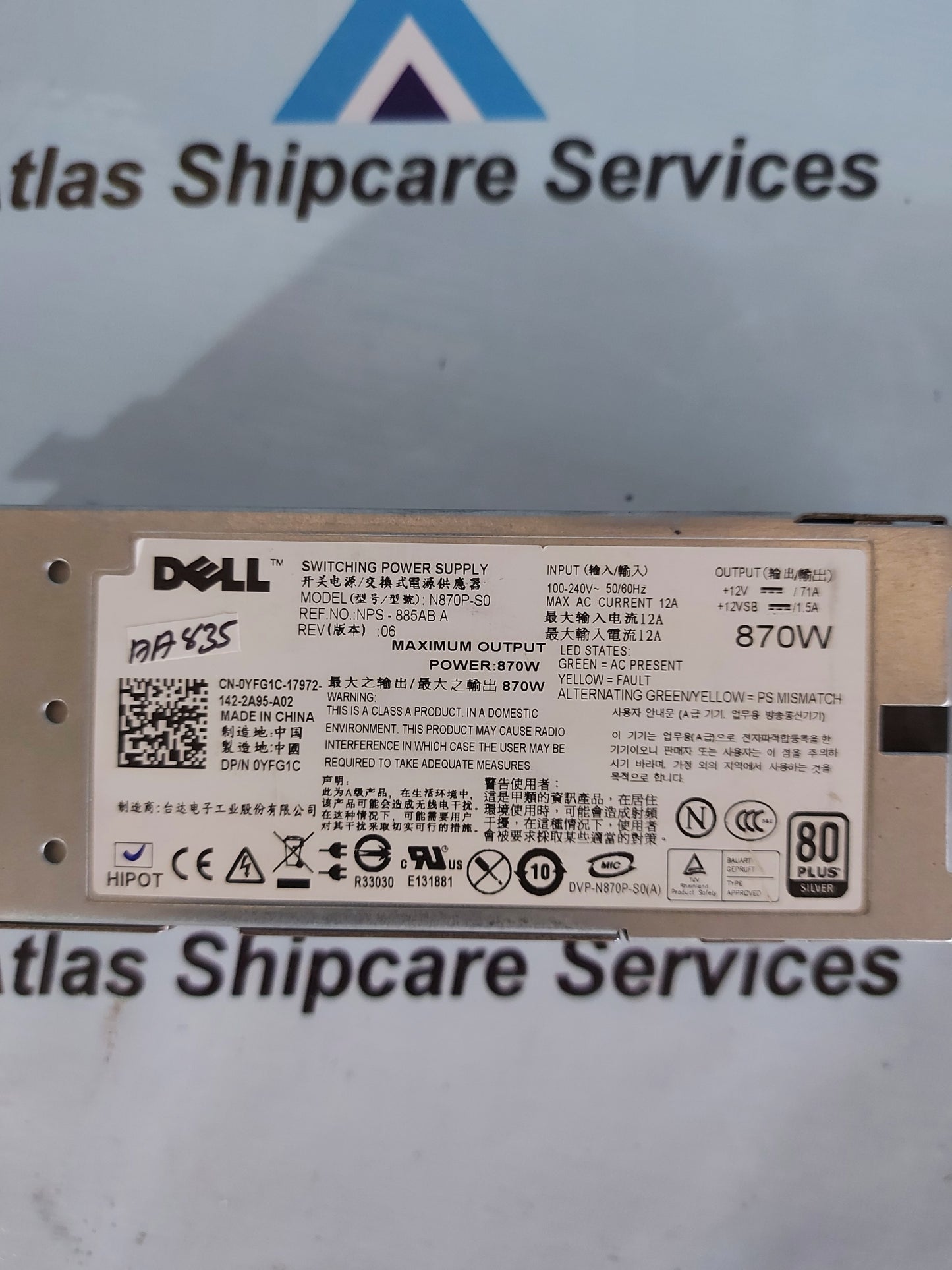 DELL N870P-S0 870W SWITCHING POWER SUPPLY