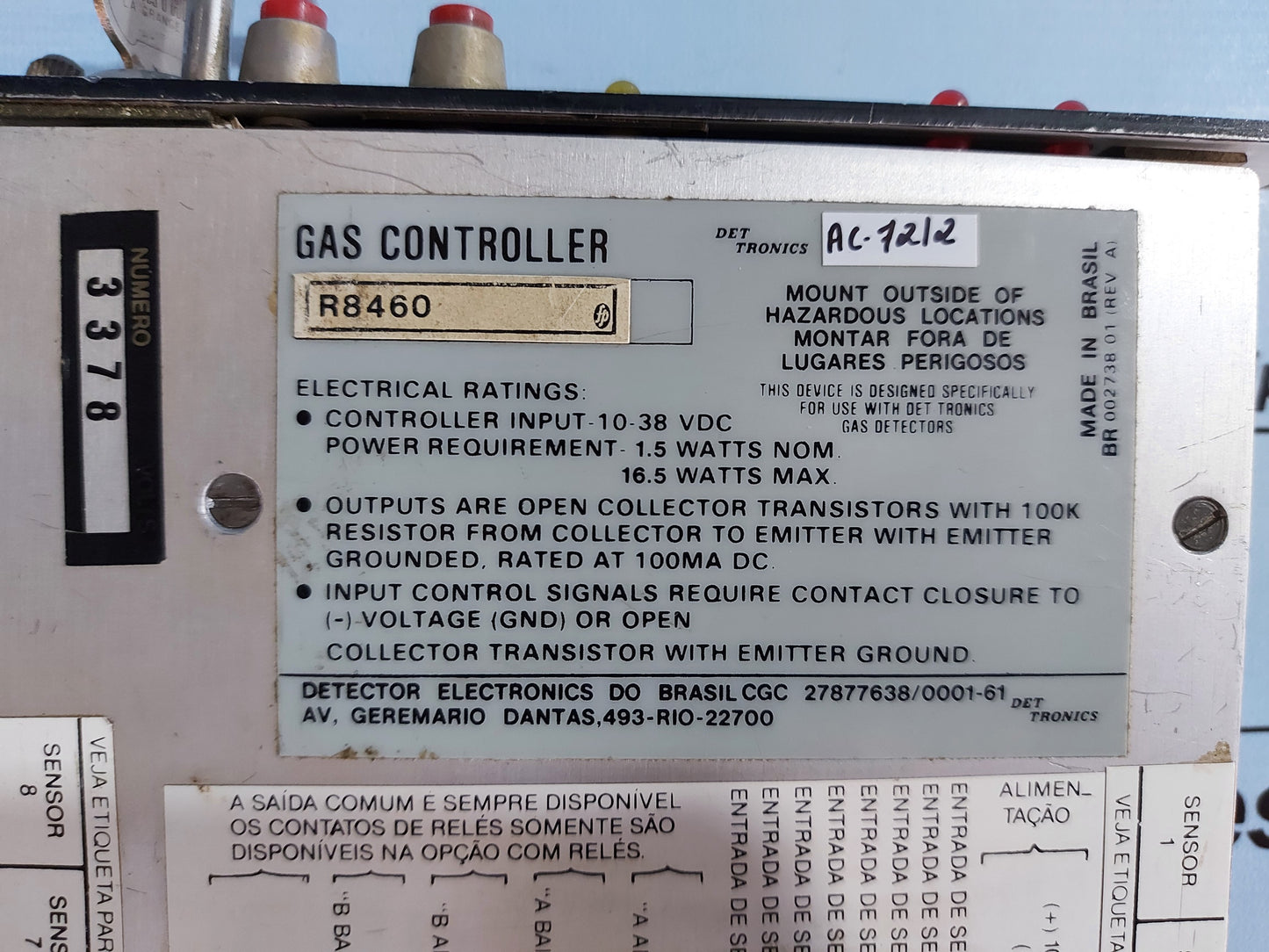 DET TRONICS R 8460 GAS CONTROLLER