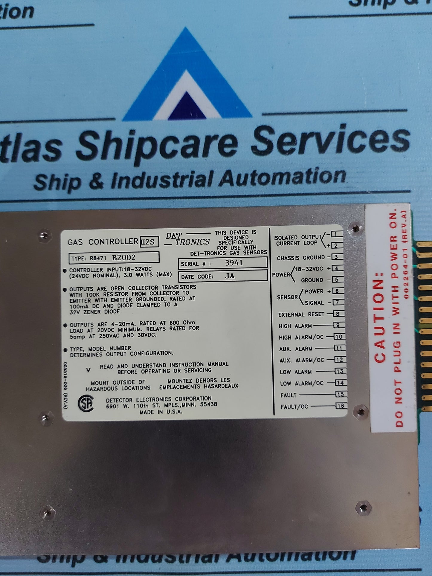DET-TRONICS R8471 B2002 GAS CONTROLLER H2S