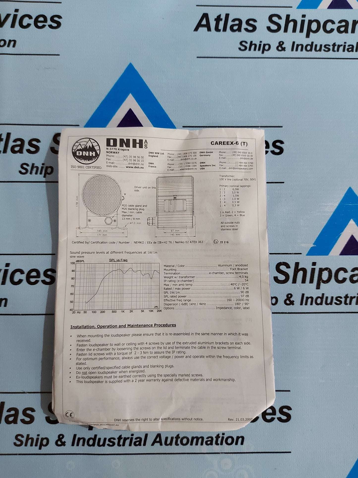 DNH CAREEX/CAPEEX-6 (T) LOUDSPEAHER 15W 100V