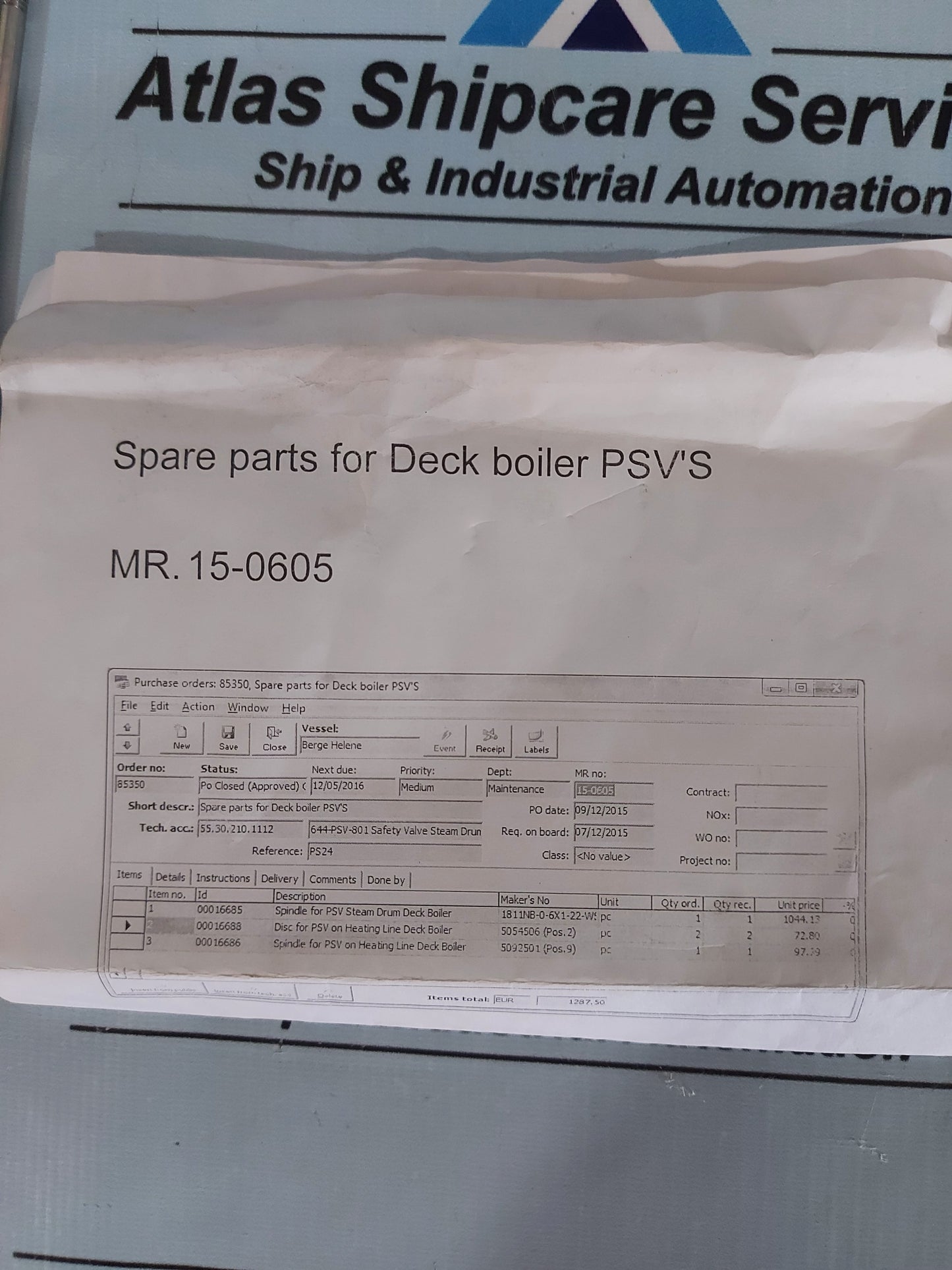 DRESSER CONSOLIDATED PVS ON HEATING LINE DECK BOILER