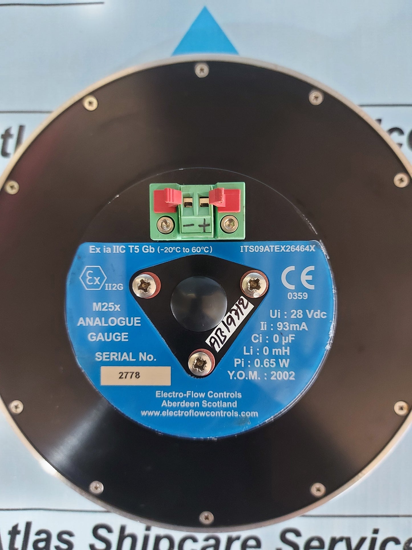 ELECTRO-FLOW CONTROL M25x ANALOGUE GAUGE PSI 0-1000