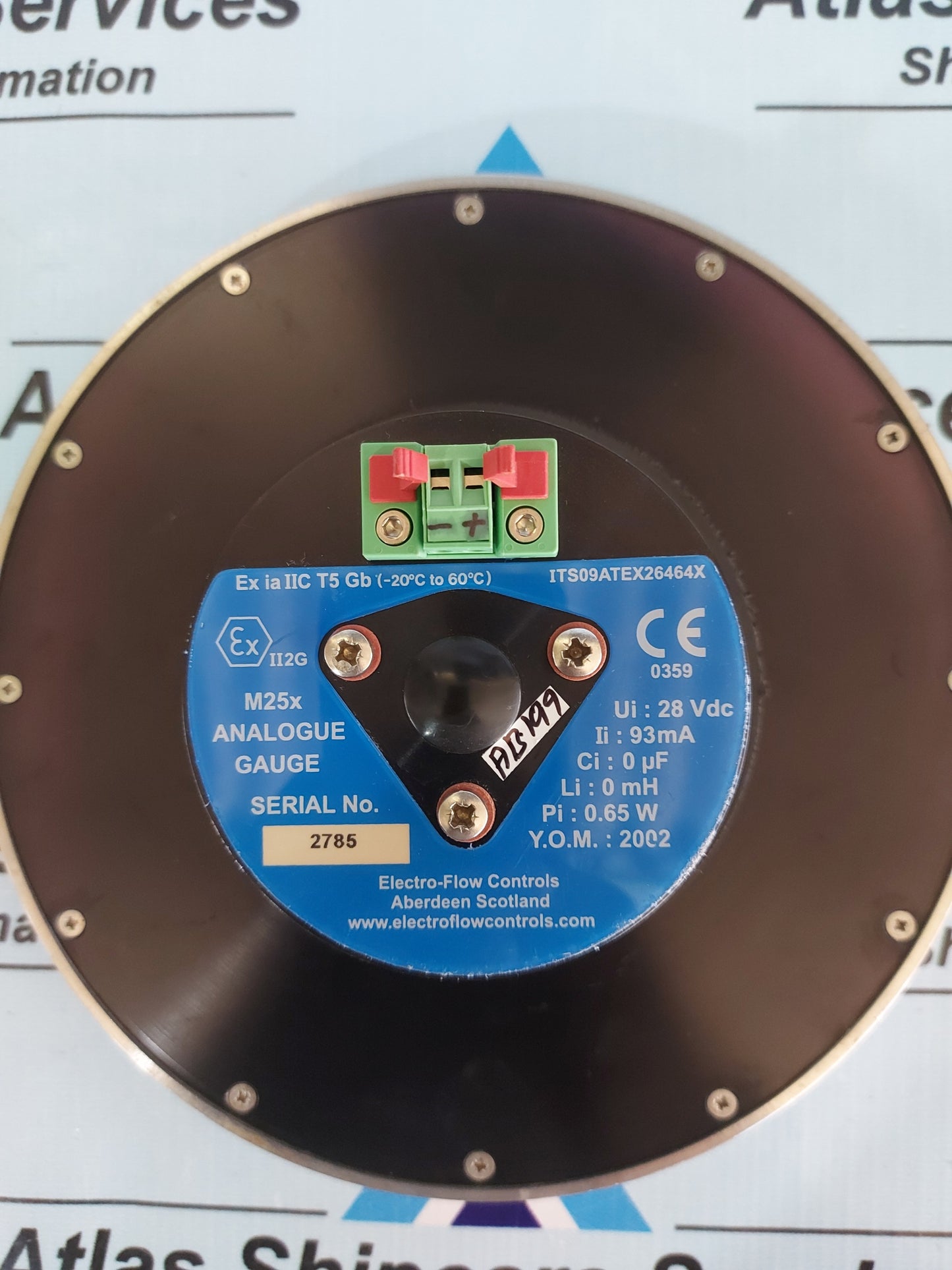 ELECTRO-FLOW CONTROL M25x ANALOGUE GAUGE PSI 0 TO 15000