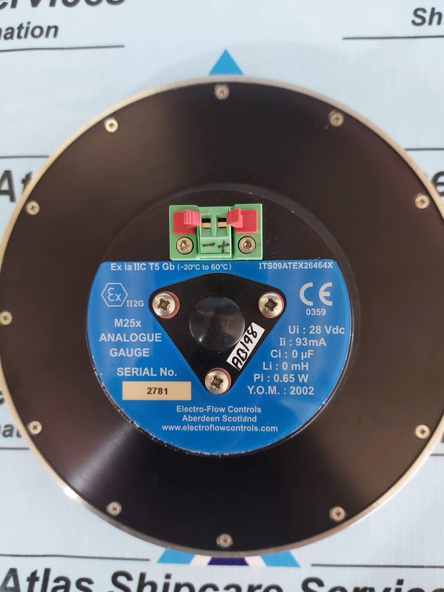 ELECTRO-FLOW CONTROL M25x ANALOGUE GAUGE PSI 0 TO 5000