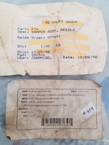 Electro-Flow Controls F-74 Valve H454