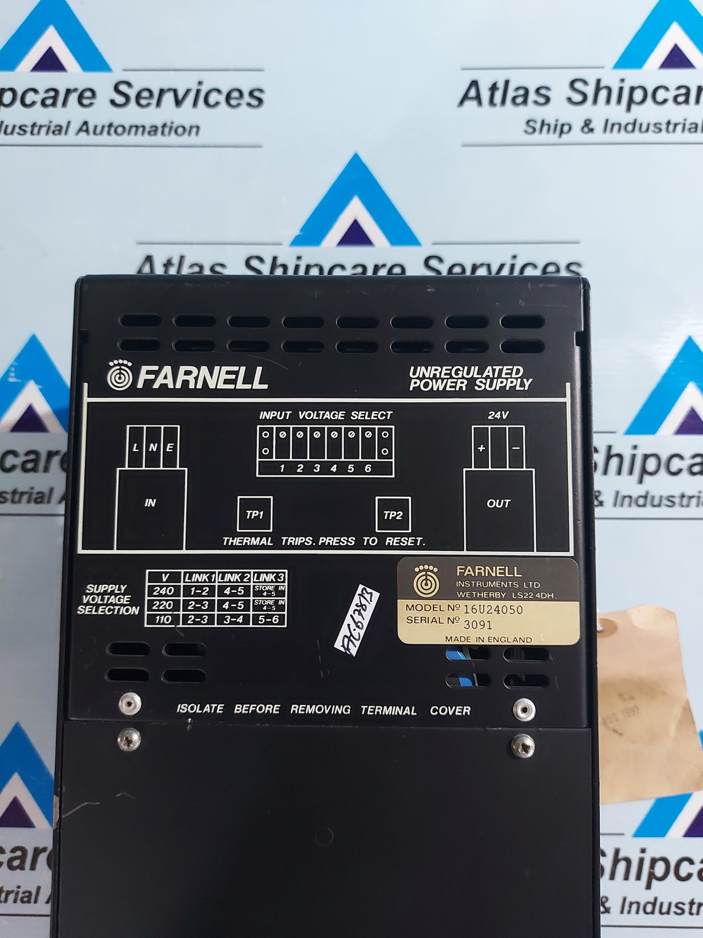 FARNELL 16U24050 UNREGULATED POWER SUPPLY