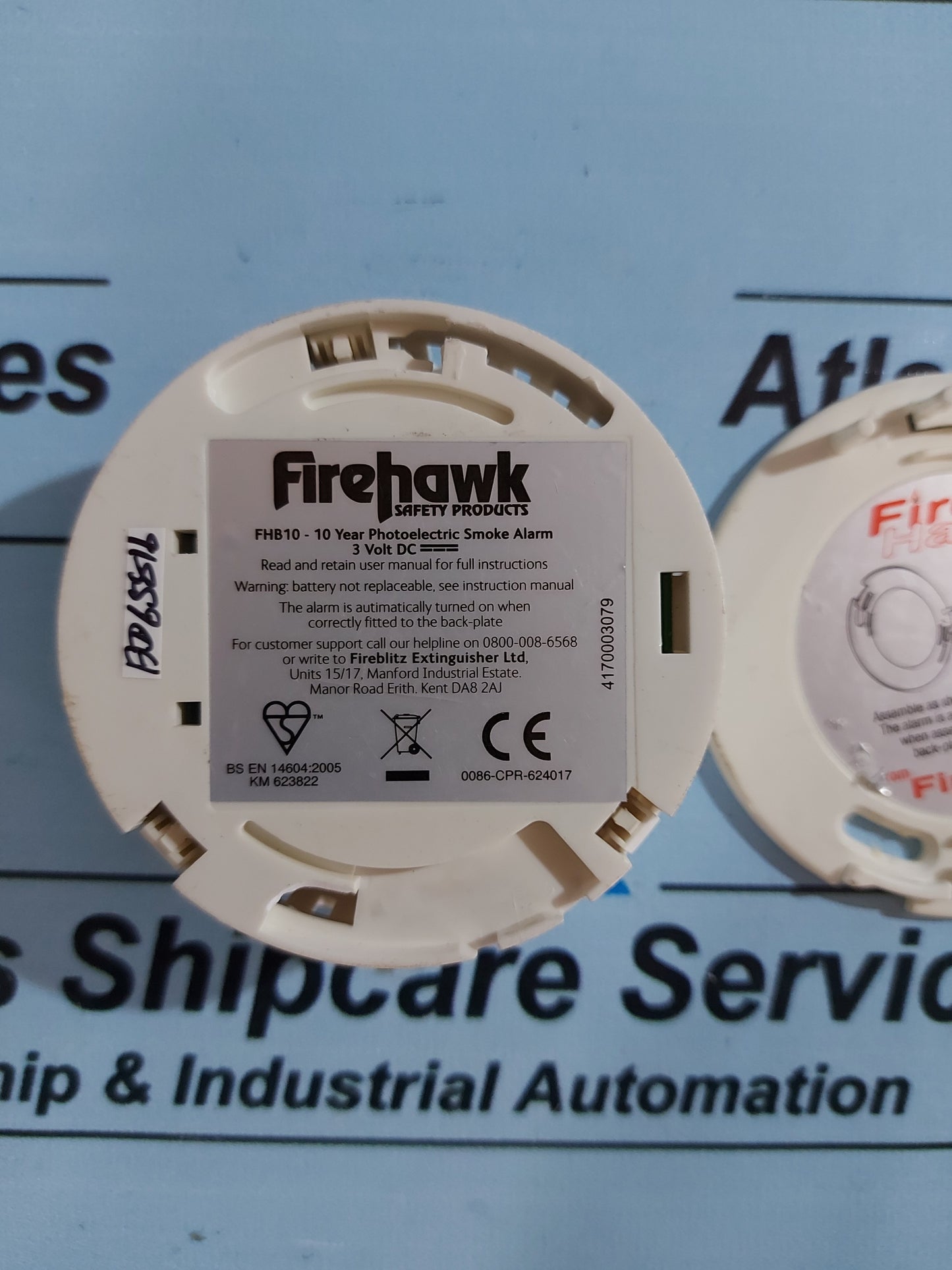 FIREHAWK FHB10-10 YEAR PHOTOELECTRIC SMOKE ALARM 3VOLT DC