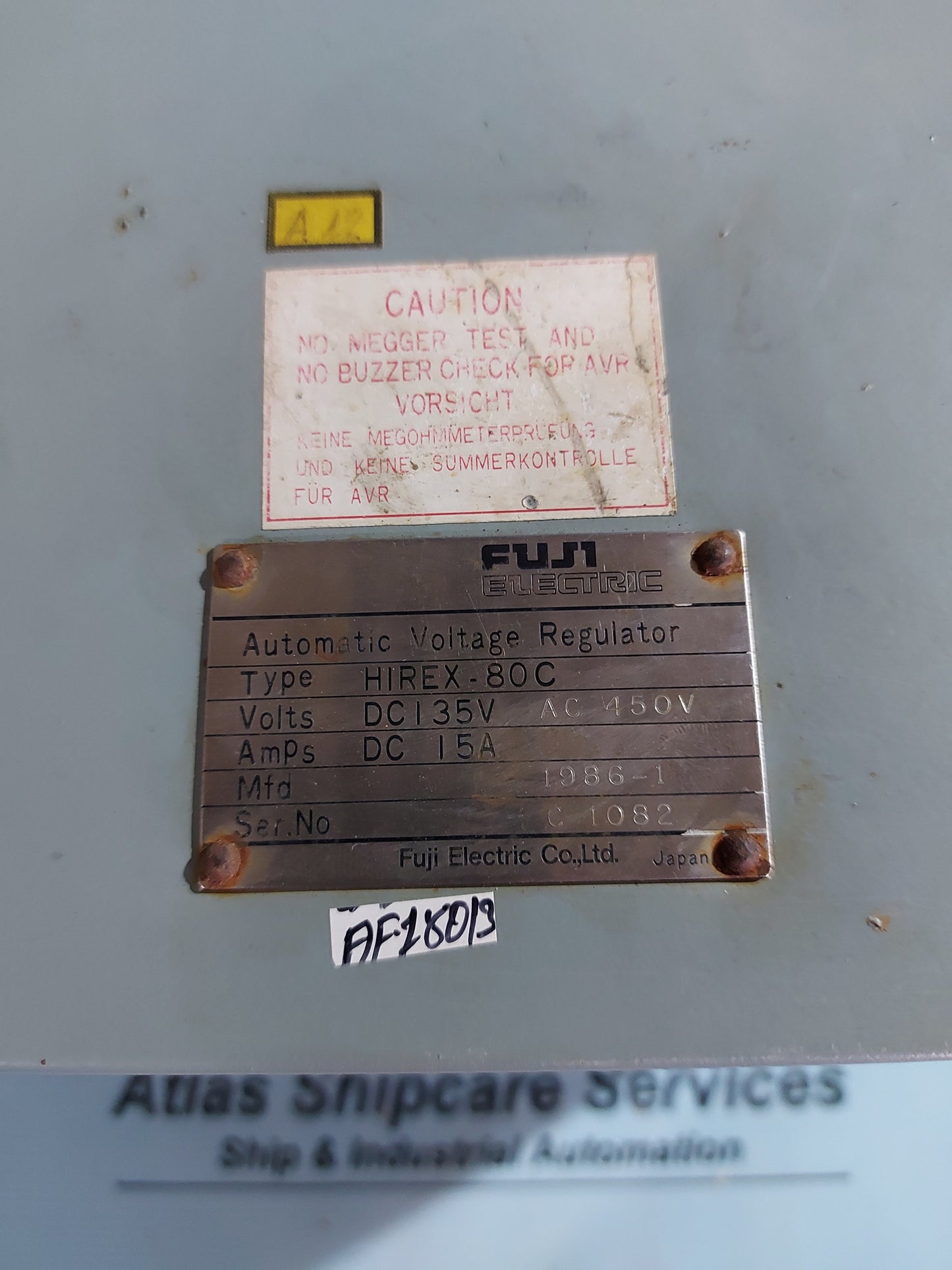 FUJI ELECTRIC HIREX-80C AUTOMATIC VOLTAGE REGULATOR