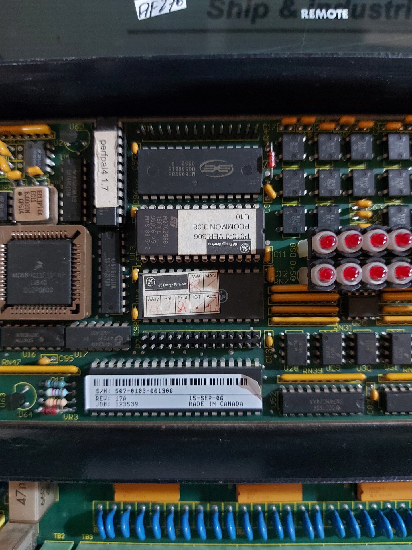 GE ENERGY SERVICES WESDAC D20 KHV LOGIC PANEL P/N 507-0103-001306
