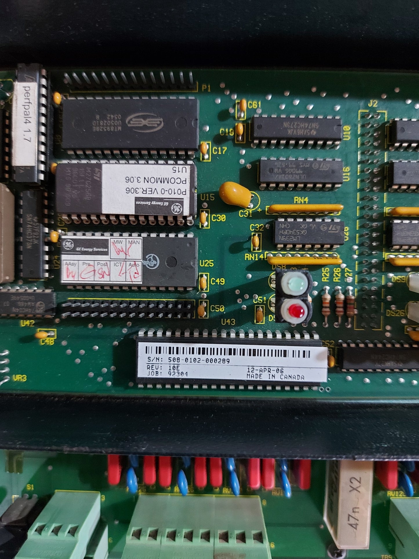 GE ENERGY SERVICES WESDAC D20 KHV LOGIC PANEL P/N 508-0102-00289