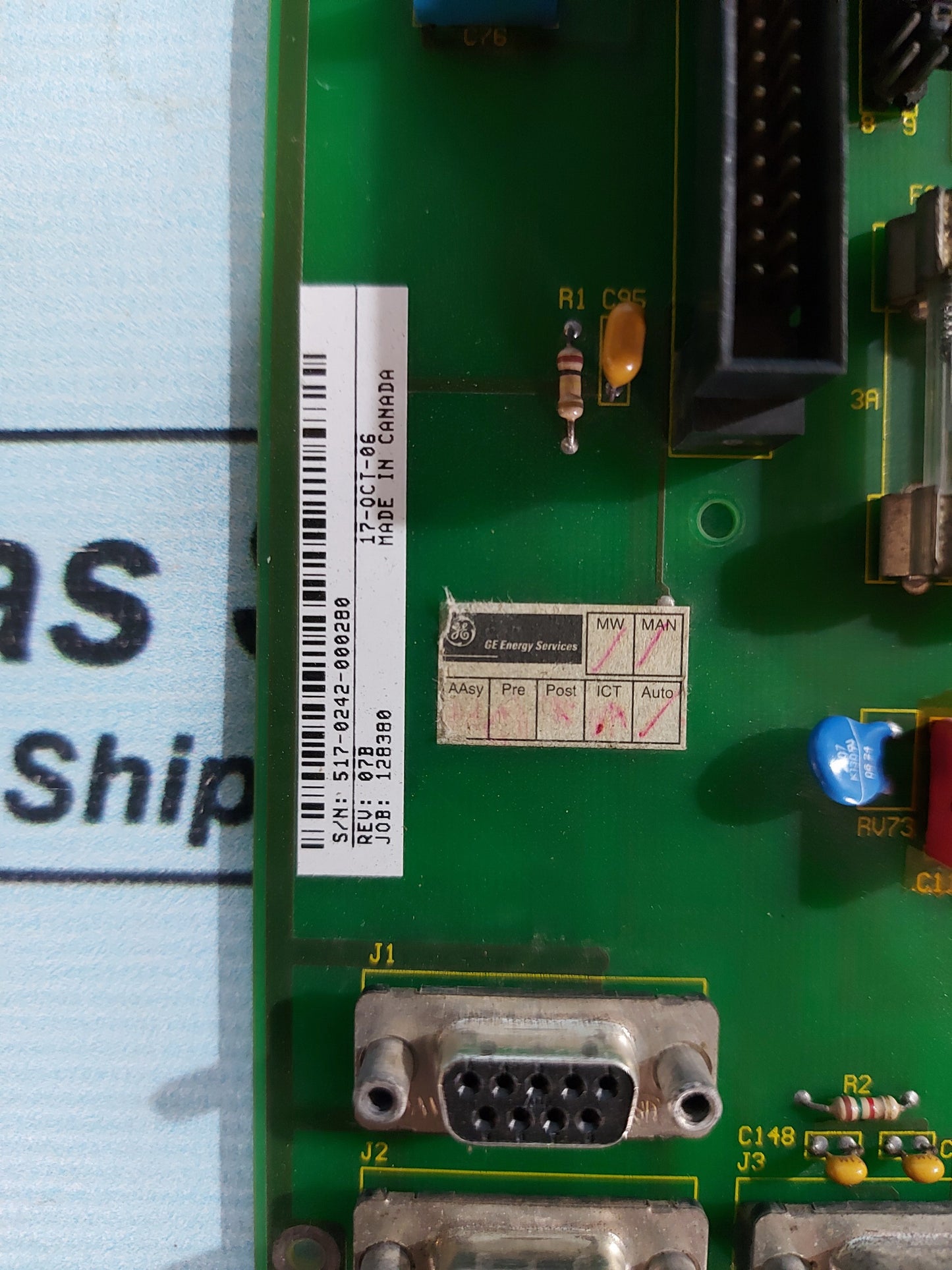 GE ENERGY WESTERM D20 K4Z 517-0242-000280 MOUNTED OUTPUT MODULE
