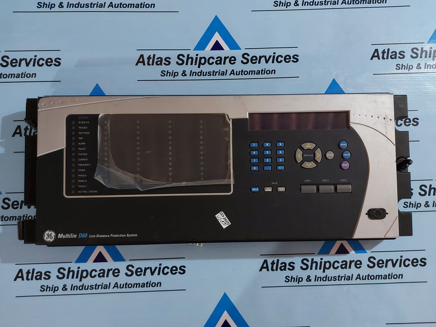 GE MULTILIN D60 LINE DISTANCE PROTECTION SYSTEM D6P3KH FRONT PANEL 1601-0089