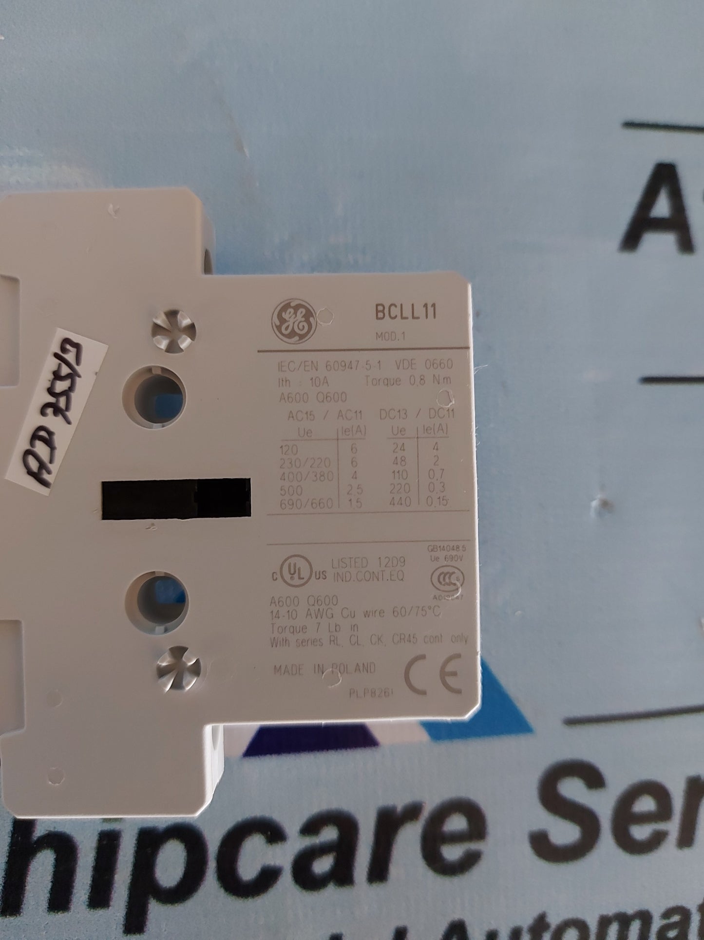 GENERAL ELECTRIC BCLL11 AUXILIARY CONTACT BLOCK