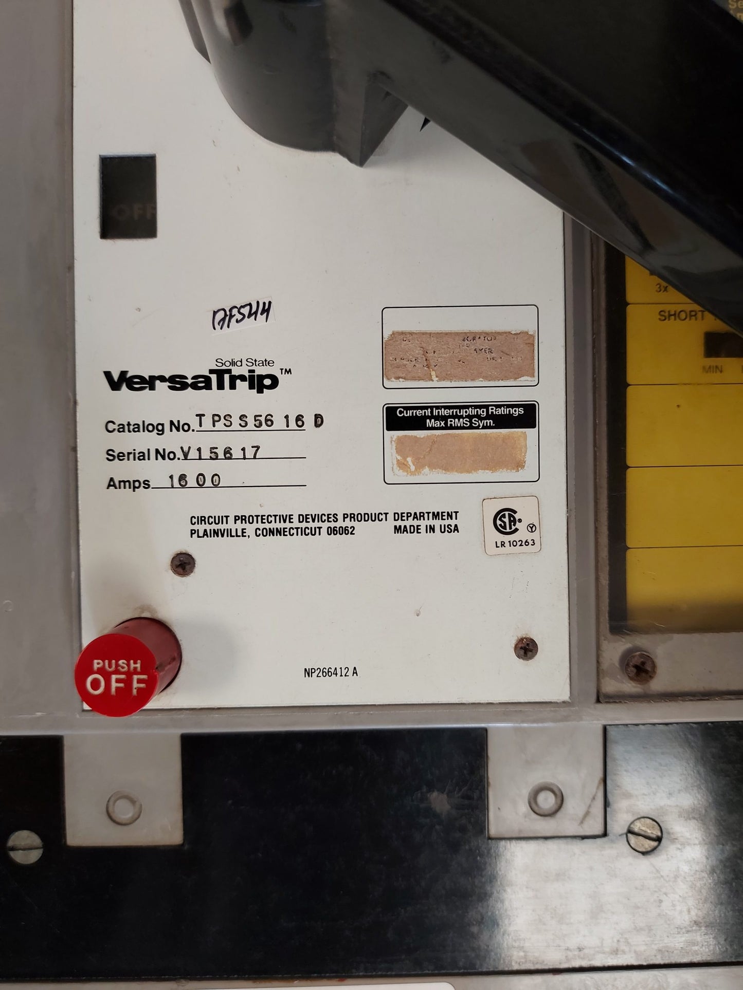 GENERAL ELECTRIC TPSS5616D POWER BREAK CIRCUIT BREAKER 1600 AMP