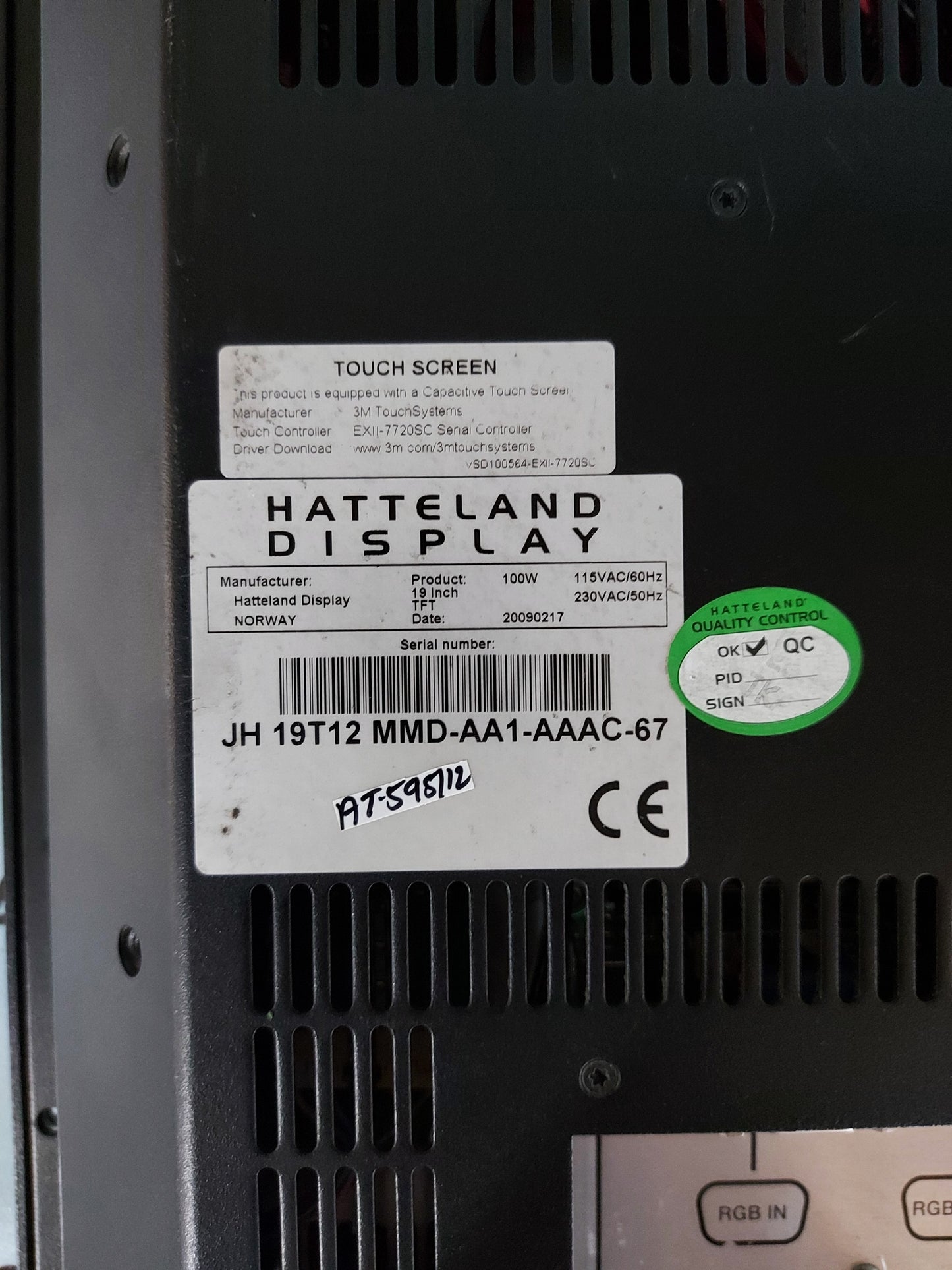 HATTELAND TOUCH SCREEN DISPLAY 19 INCH JH 19T12