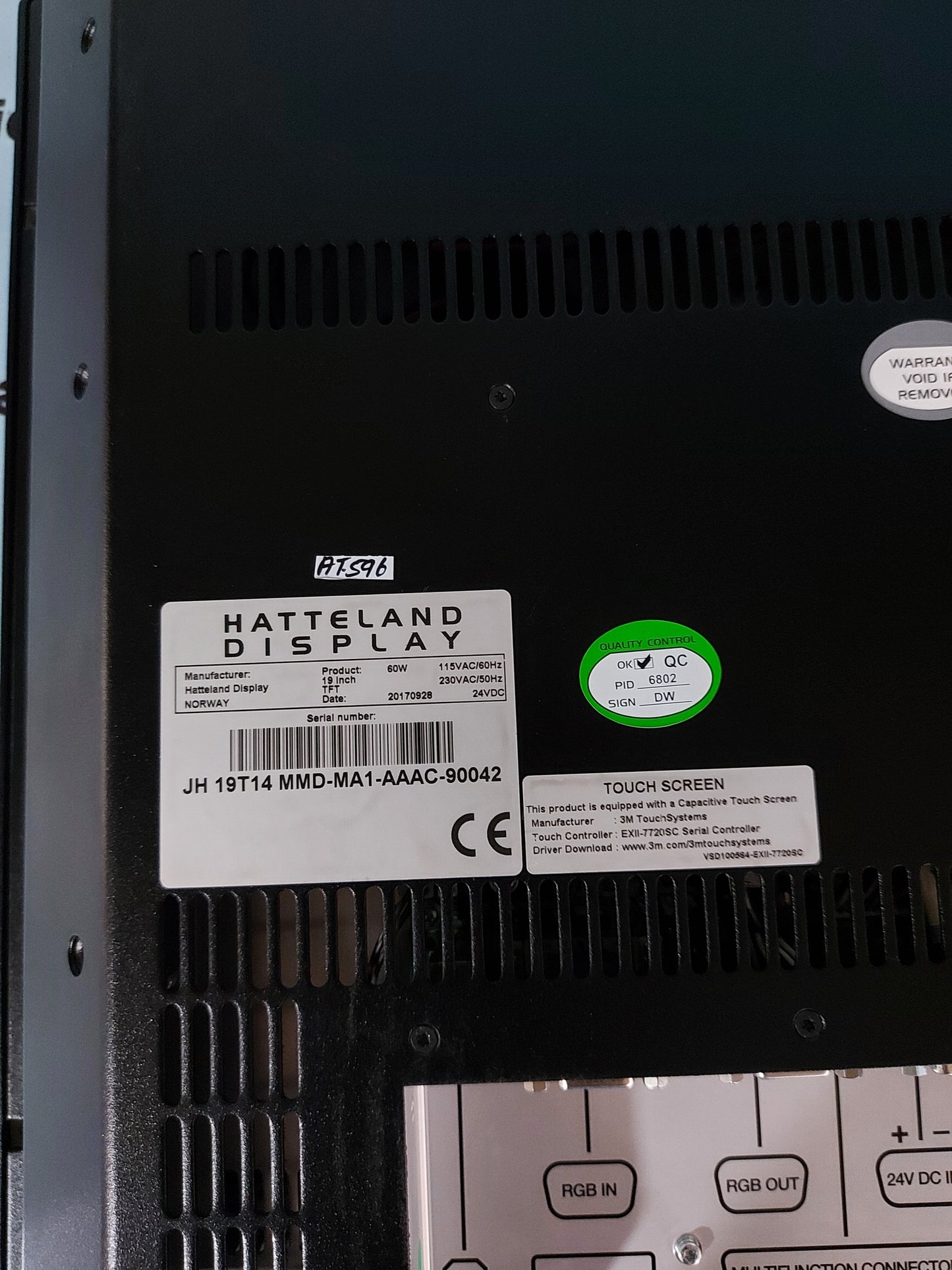 HATTELAND TOUCH SCREEN DISPLAY JH 19T14 MMD-MA1-AAAC-90042