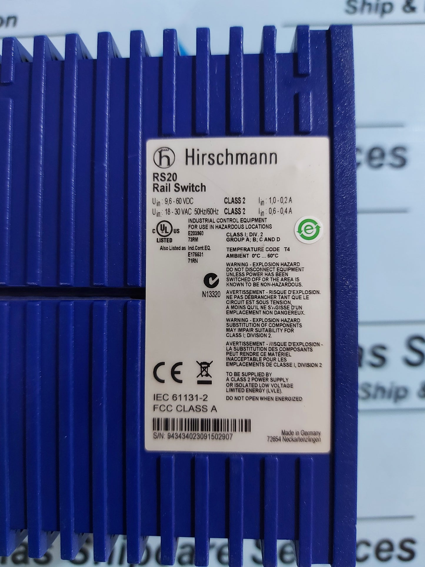 HIRSCHMANN RS20 INDUSTRIAL ETHERNET SWITCH